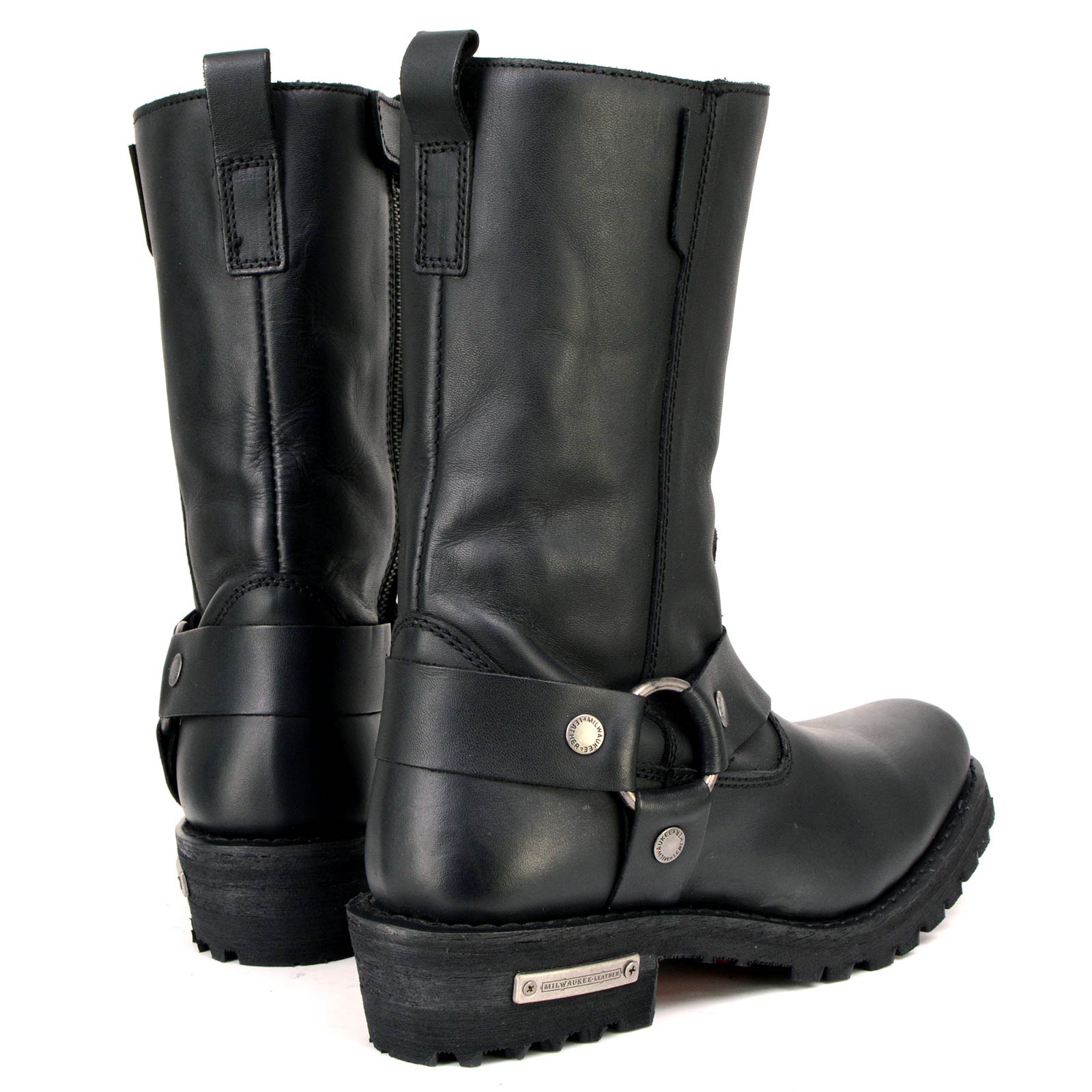 MBL9360 Women's Black Leather 11-Inch Classic Harness Square Toe Motorcycle Boots