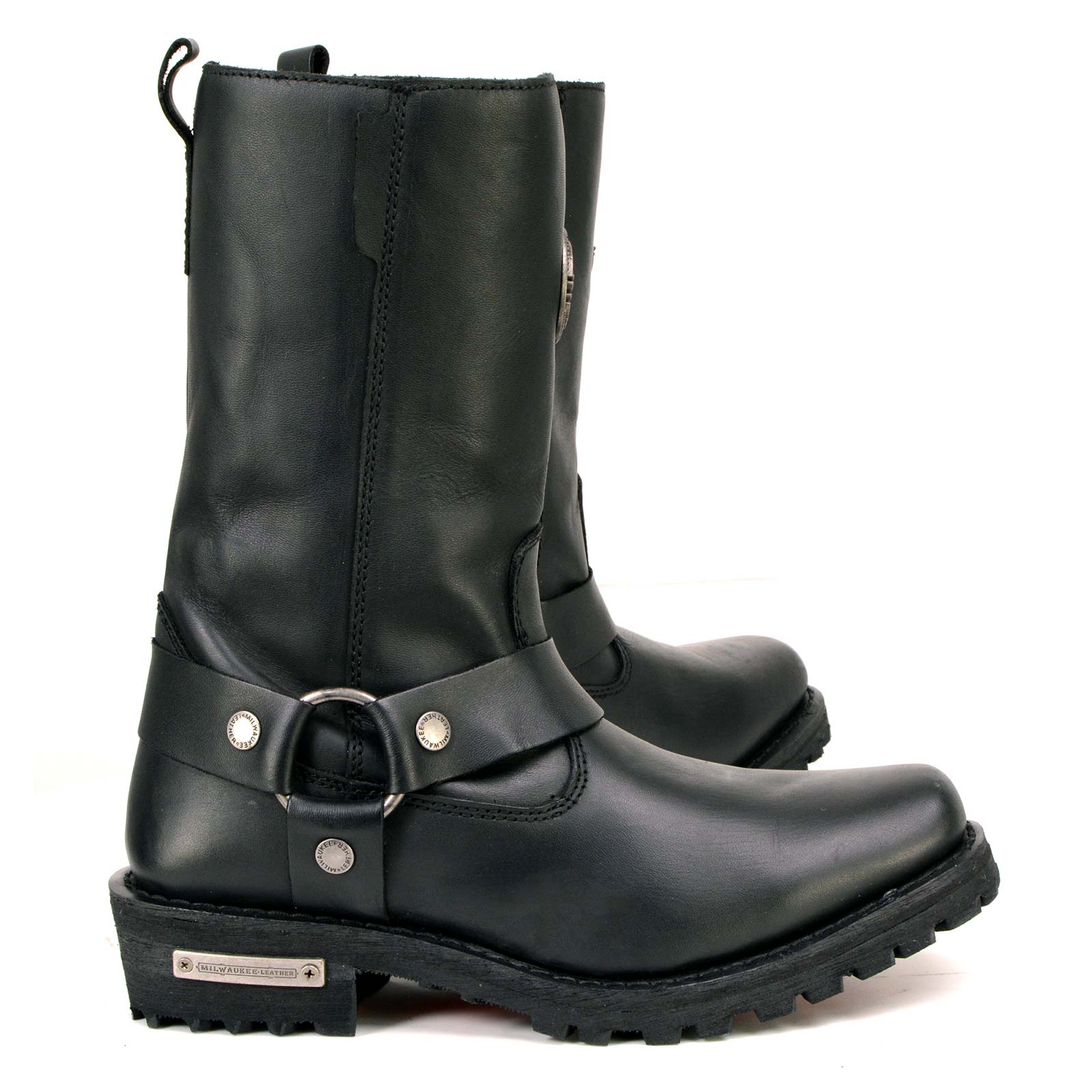 MBL9360 Women's Black Leather 11-Inch Classic Harness Square Toe Motorcycle Boots