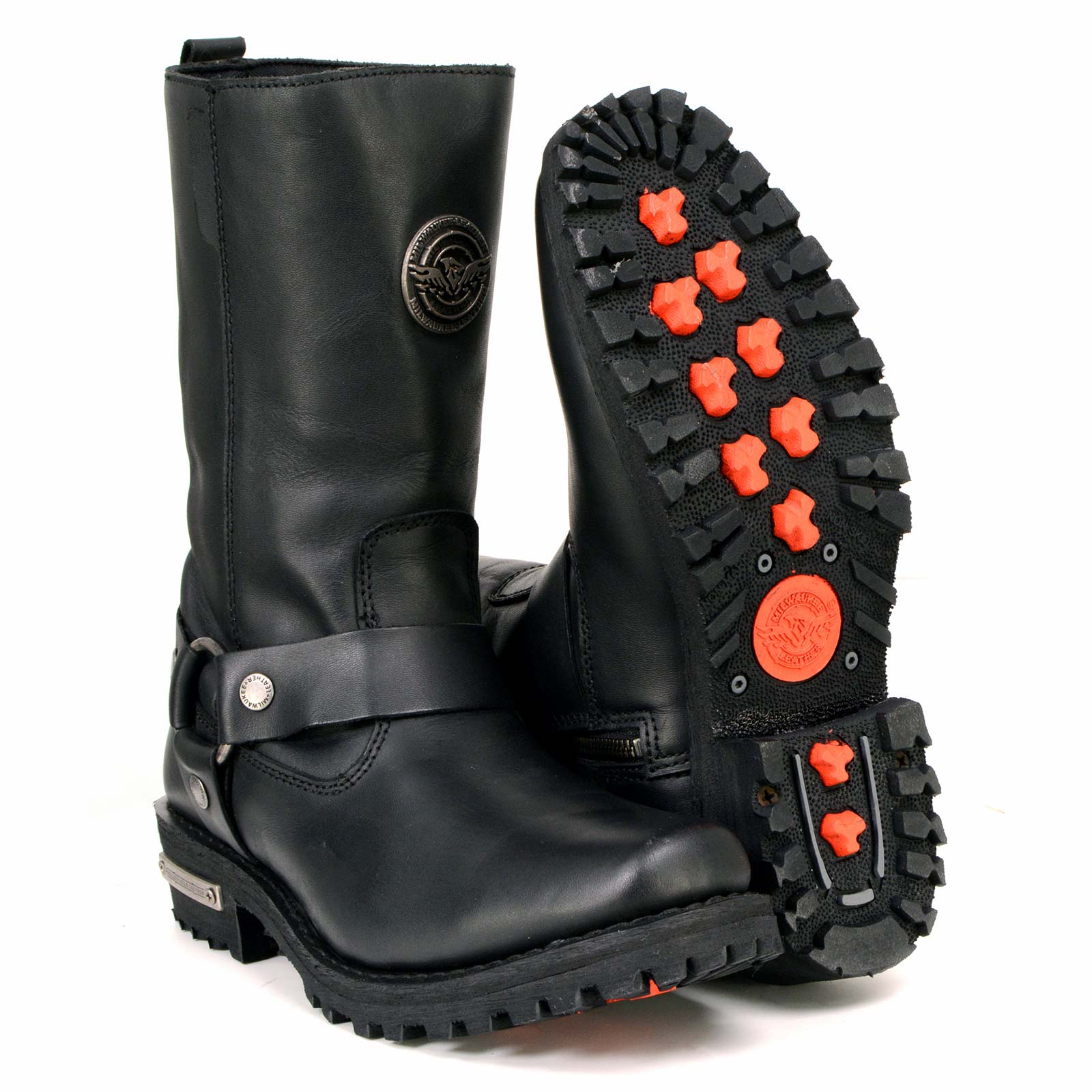 MBL9360 Women's Black Leather 11-Inch Classic Harness Square Toe Motorcycle Boots
