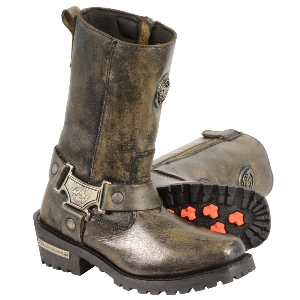 MBL9361 Women's Distressed Brown 11-inch Classic Harness Square Toe Boots