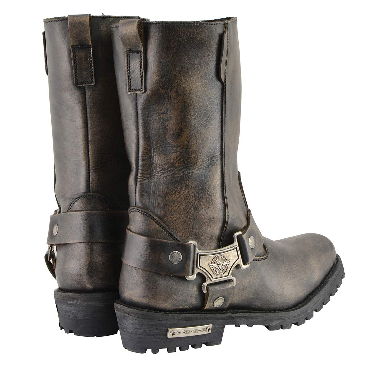 MBL9361 Women's Distressed Brown 11-inch Classic Harness Square Toe Boots