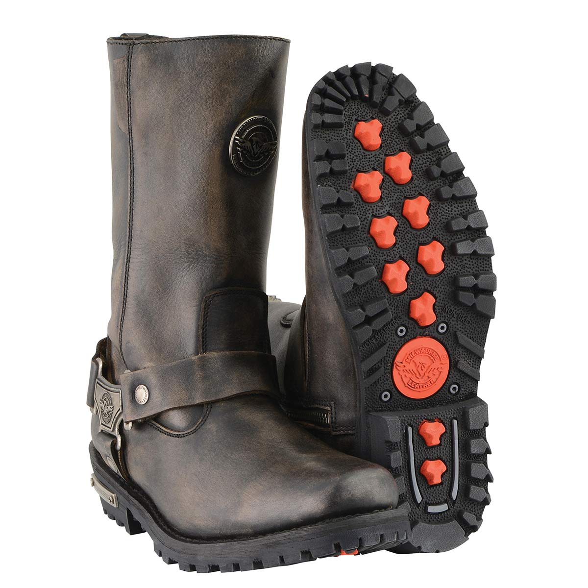 MBL9361 Women's Distressed Brown 11-inch Classic Harness Square Toe Boots