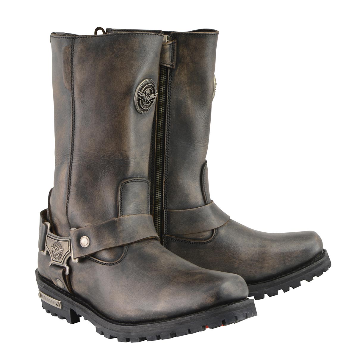 MBL9361 Women's Distressed Brown 11-inch Classic Harness Square Toe Boots