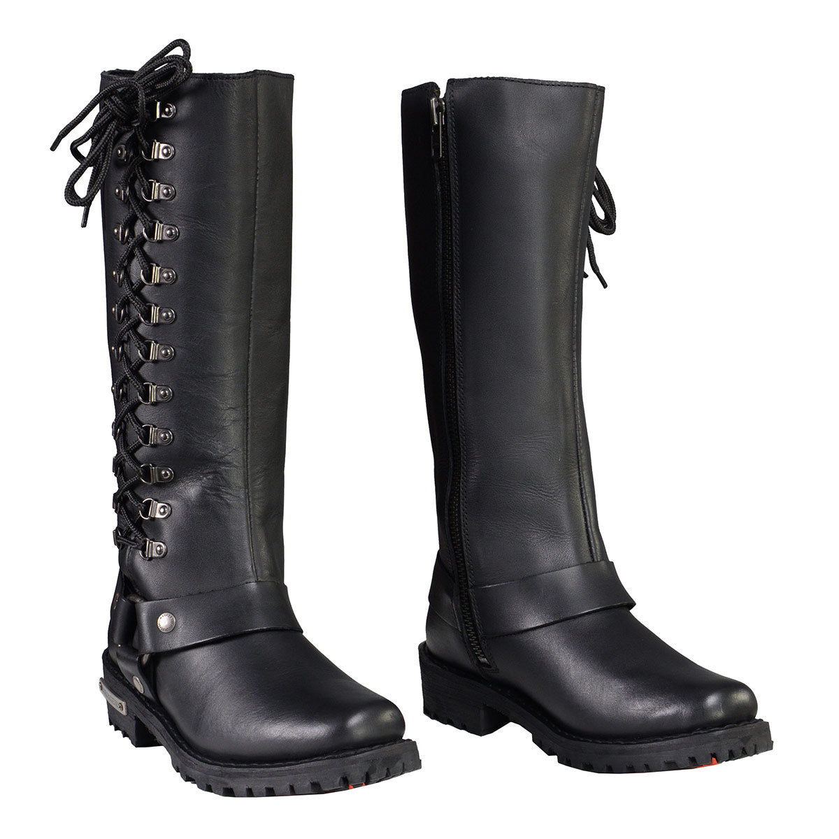 MBL9365W Women’s Wide Width Black Classic Harness 14-inch Square Toe Leather Boots