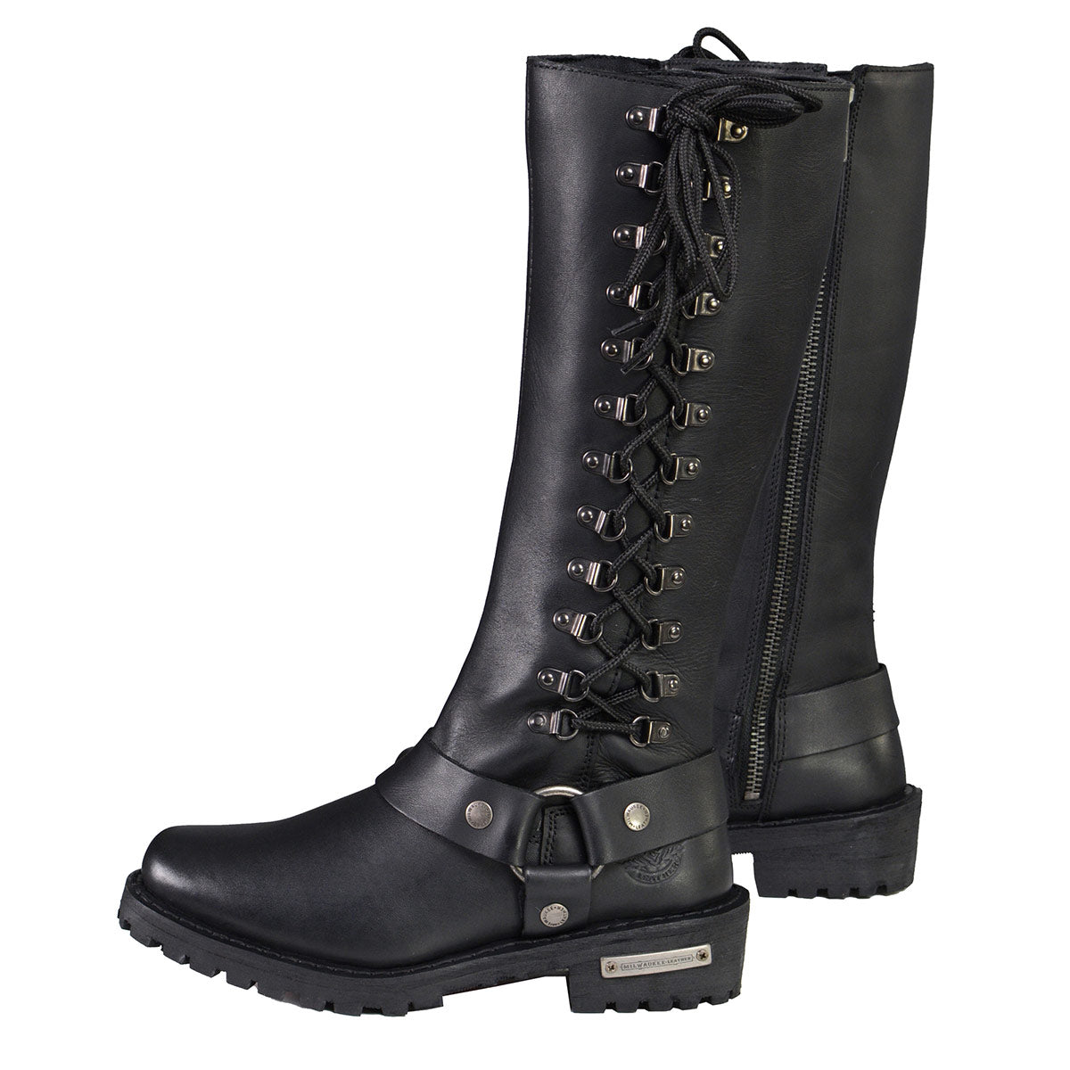 MBL9365W Women’s Wide Width Black Classic Harness 14-inch Square Toe Leather Boots