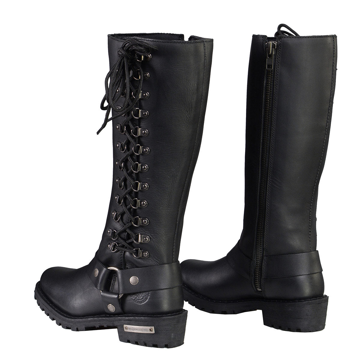 MBL9365W Women’s Wide Width Black Classic Harness 14-inch Square Toe Leather Boots