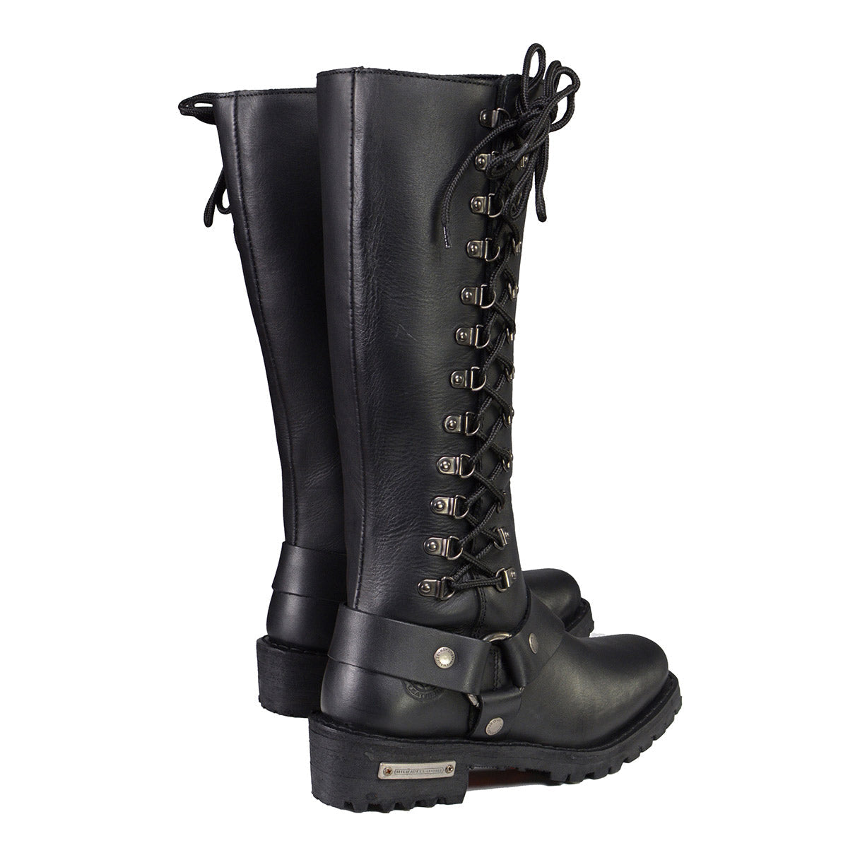 MBL9365W Women’s Wide Width Black Classic Harness 14-inch Square Toe Leather Boots