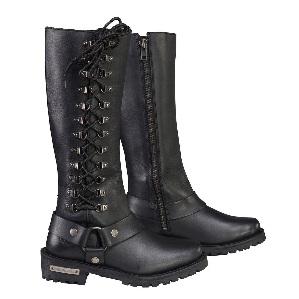 MBL9365W Women’s Wide Width Black Classic Harness 14-inch Square Toe Leather Boots