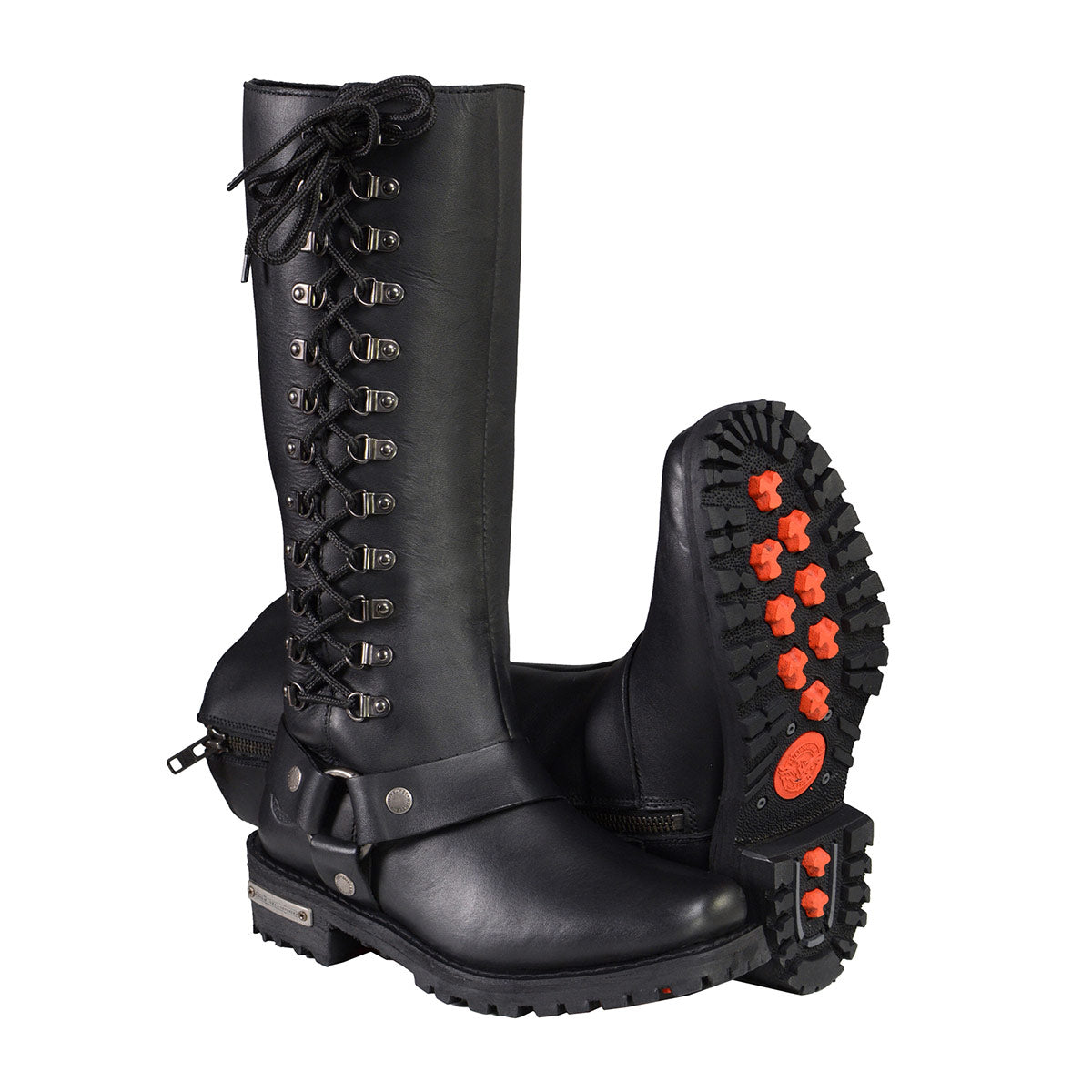 MBL9365W Women’s Wide Width Black Classic Harness 14-inch Square Toe Leather Boots