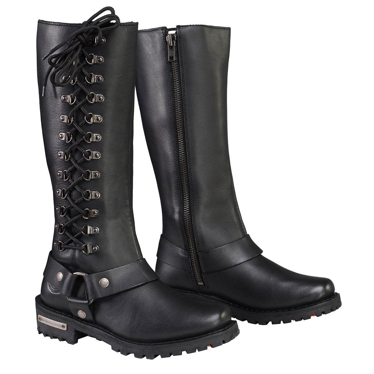 MBL9365W Women’s Wide Width Black Classic Harness 14-inch Square Toe Leather Boots