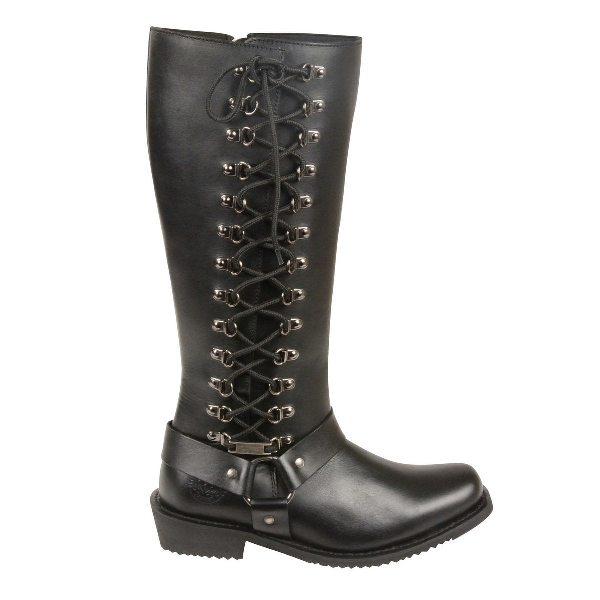 MBL9365W Women’s Wide Width Black Classic Harness 14-inch Square Toe Leather Boots