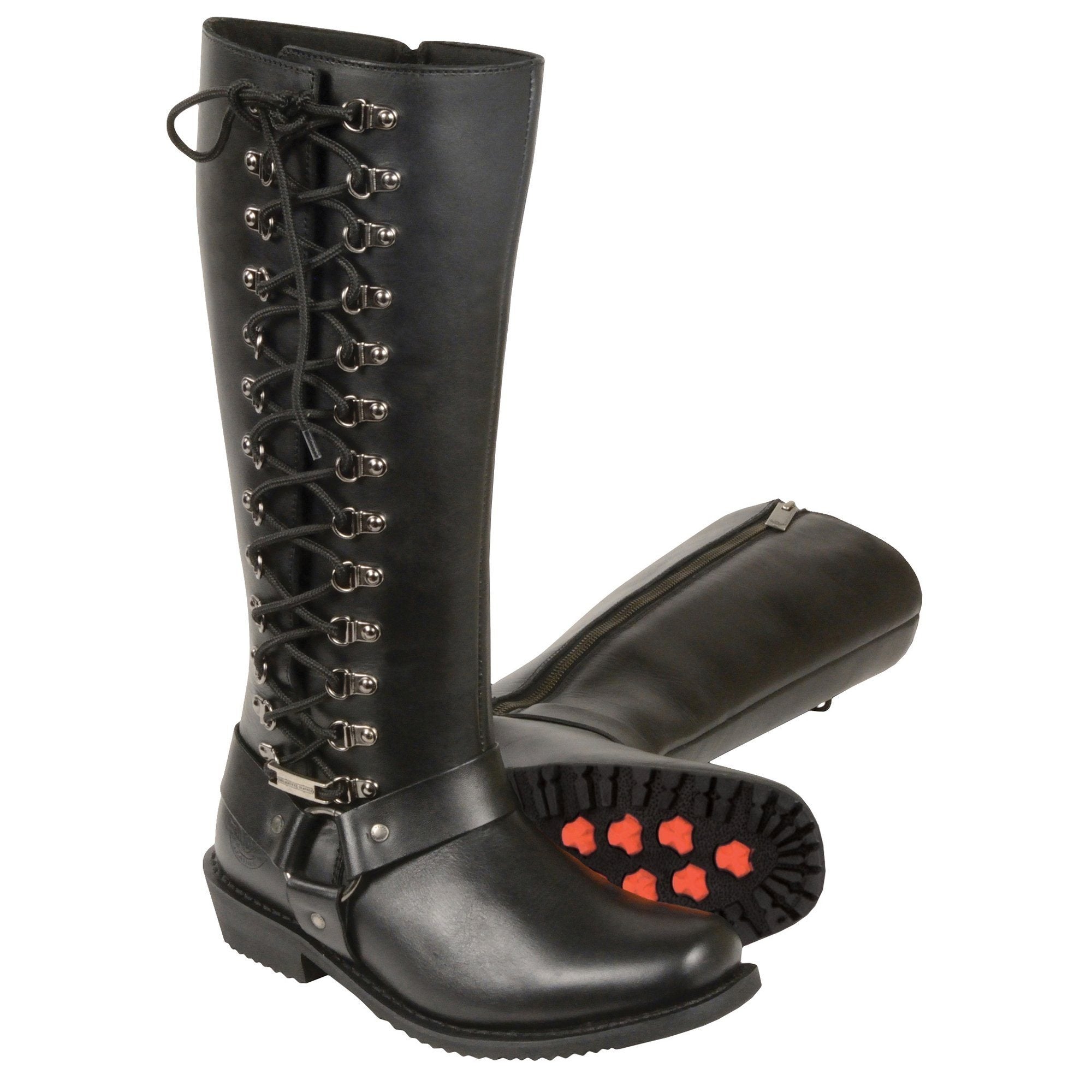 MBL9365W Women’s Wide Width Black Classic Harness 14-inch Square Toe Leather Boots
