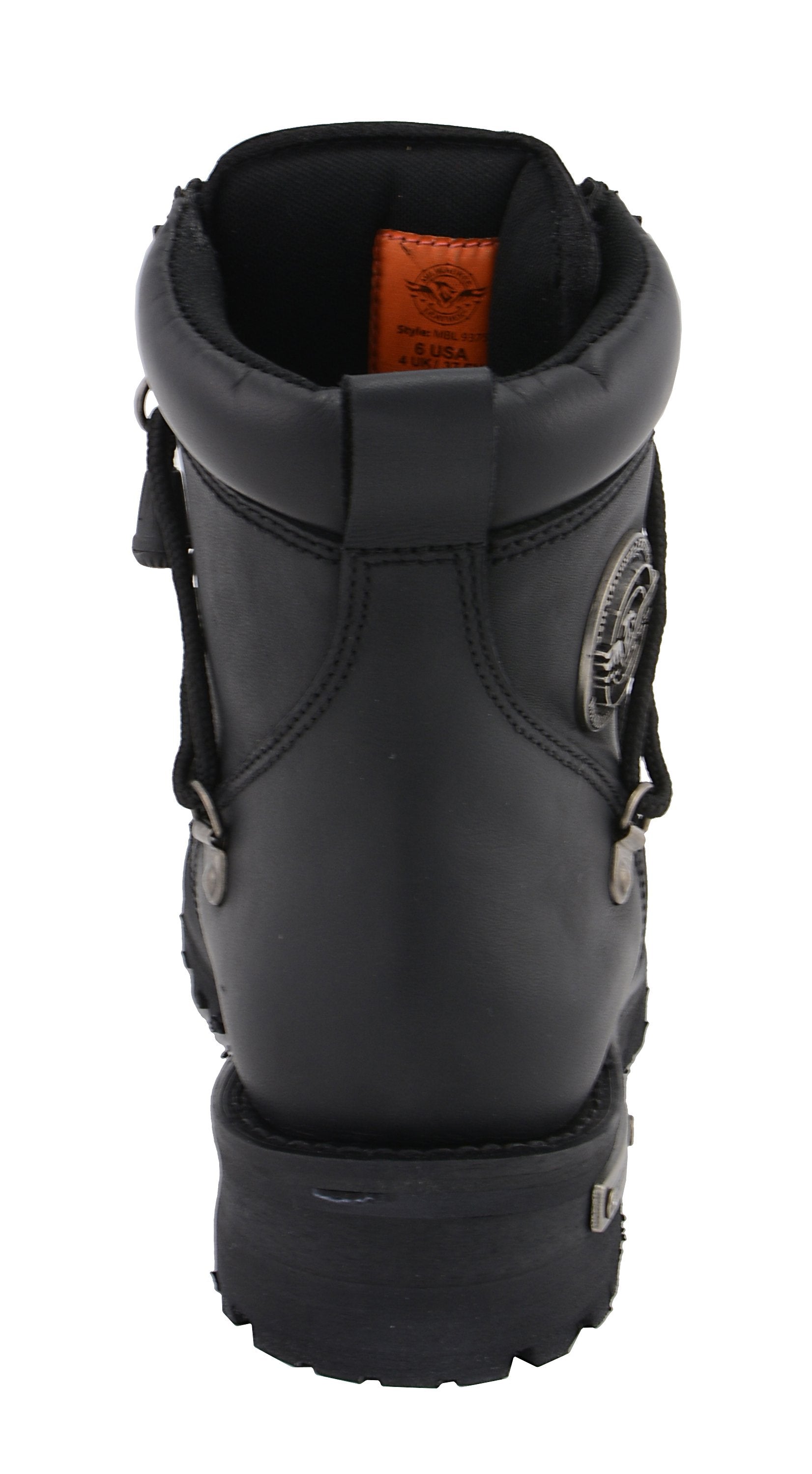 MBL9375 Women's Premium Black Leather Diamond 6-Inch Twin Zipper Lock Motorccycle Riding Boots