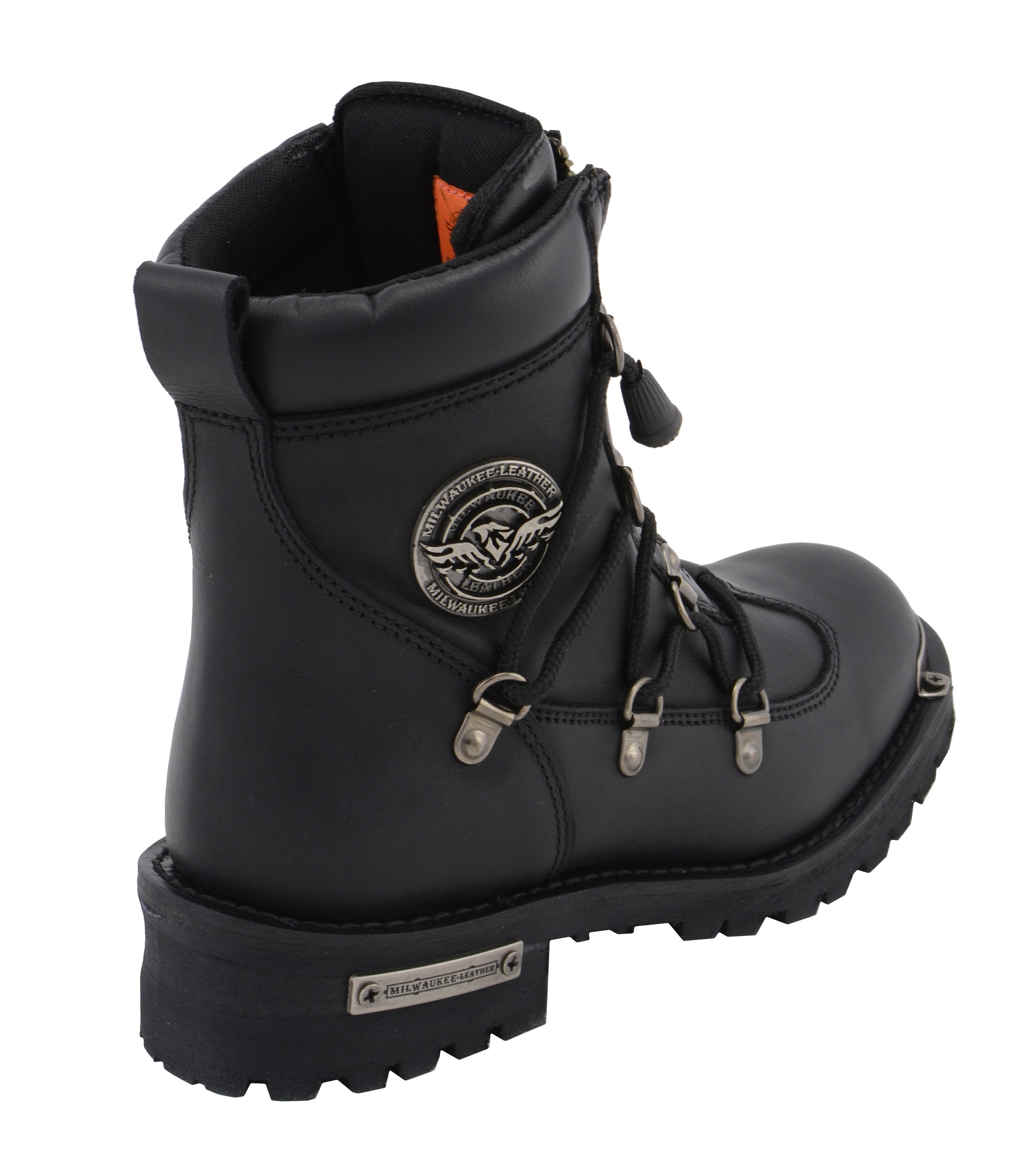 MBL9375 Women's Premium Black Leather Diamond 6-Inch Twin Zipper Lock Motorccycle Riding Boots