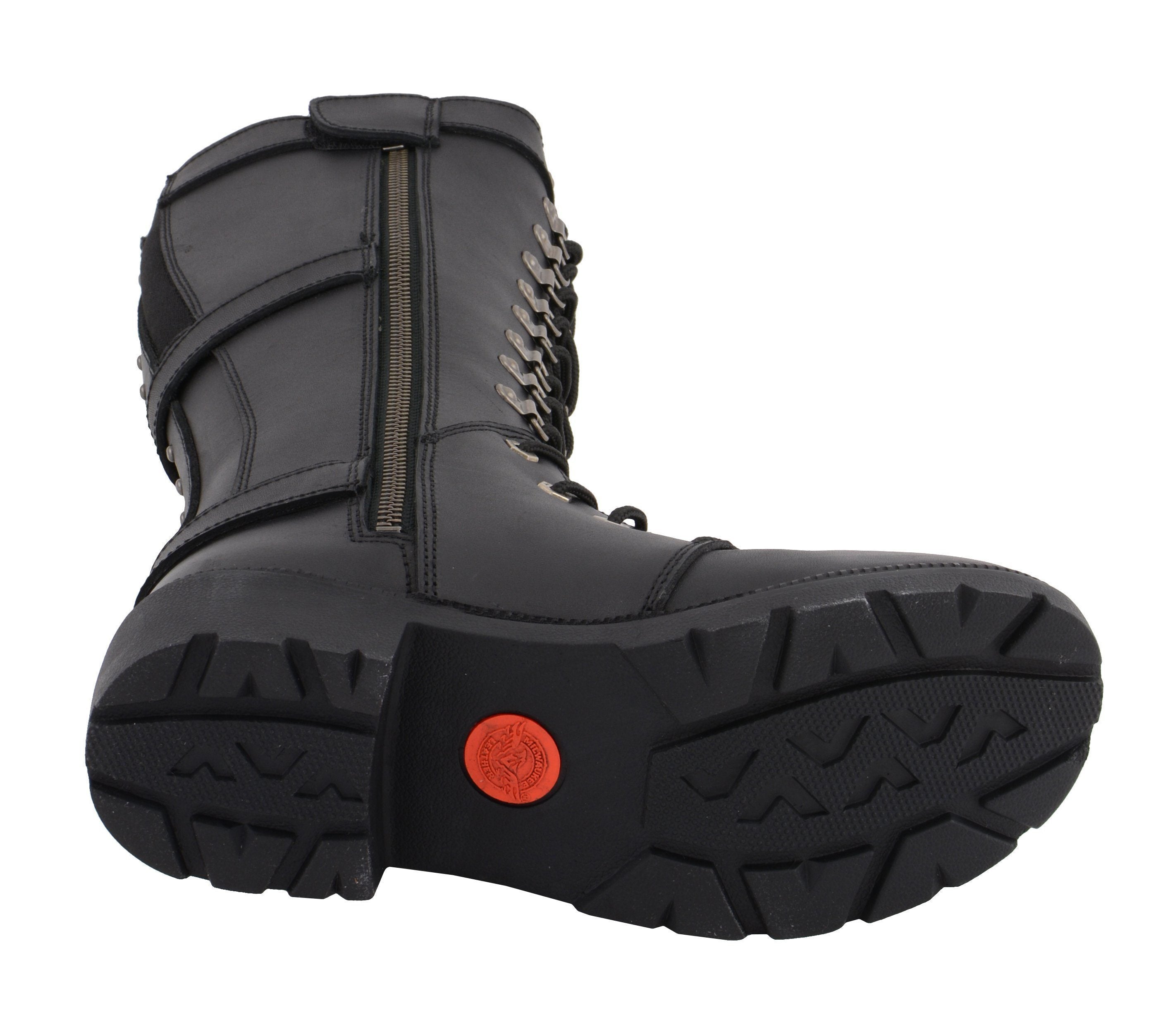 MBL9380 Women's Black 'Jane' 15-inch Leather Combat Style Harness Motorcycle Boots