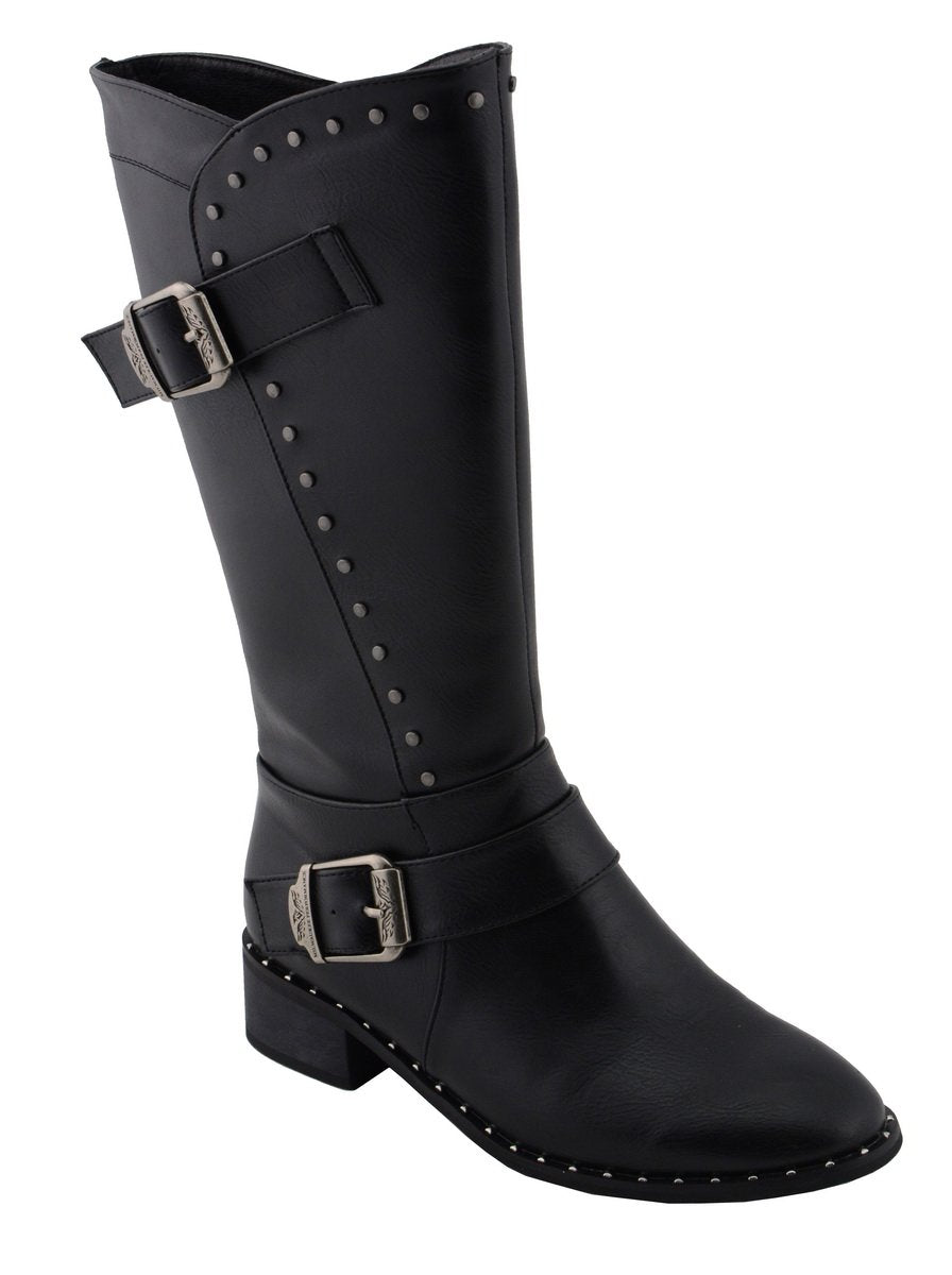 MBL9423 Women's Black Studded Fashion Casual Boots with Studded Outsole