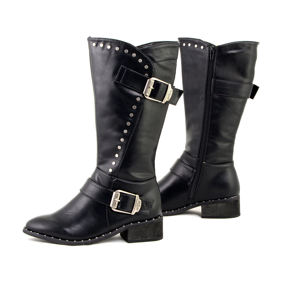 MBL9423 Women's Black Studded Fashion Casual Boots with Studded Outsole