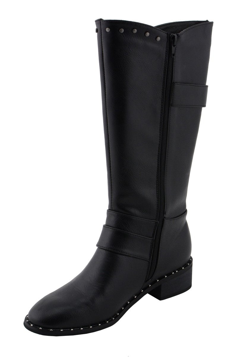 MBL9423 Women's Black Studded Fashion Casual Boots with Studded Outsole