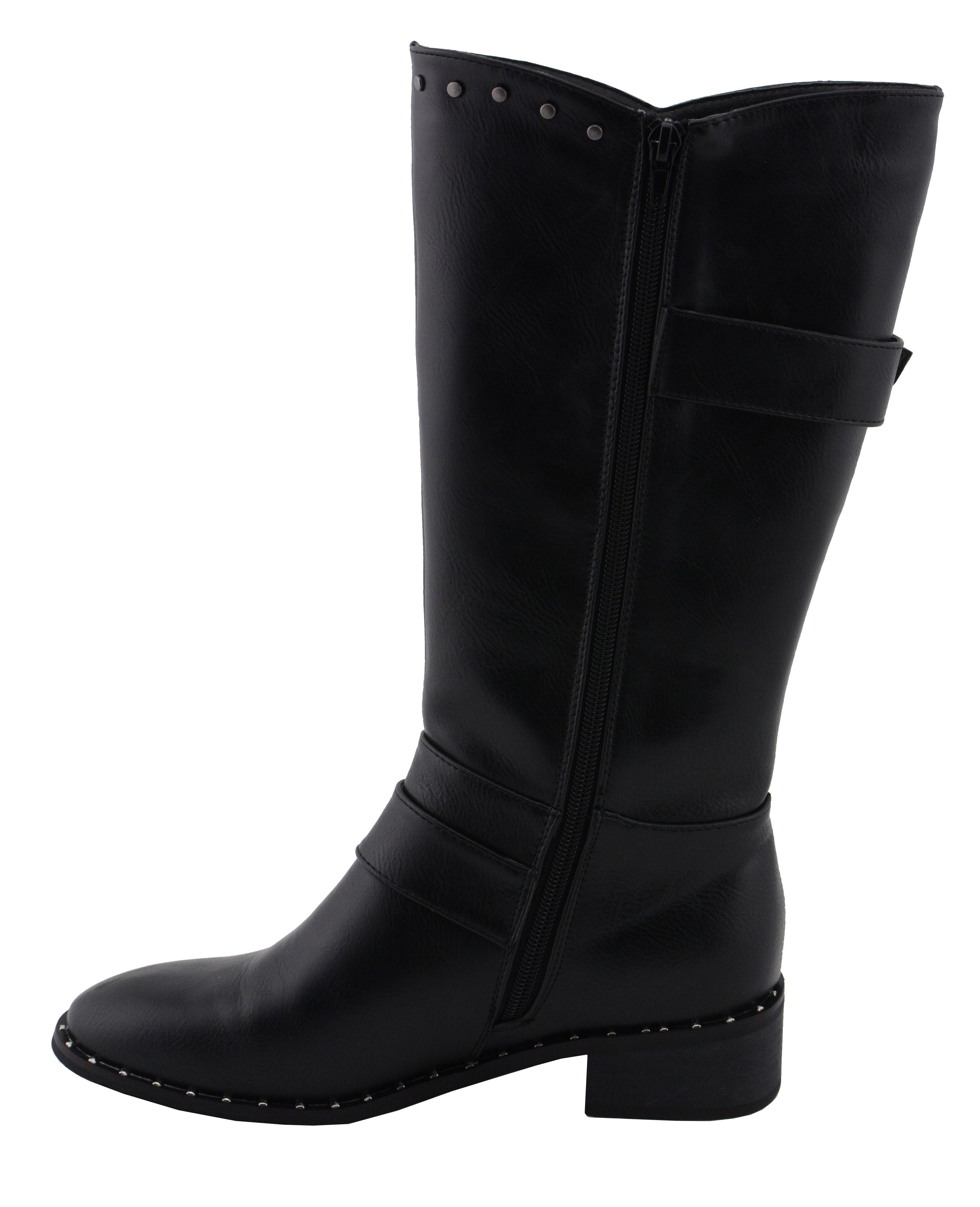 MBL9423 Women's Black Studded Fashion Casual Boots with Studded Outsole