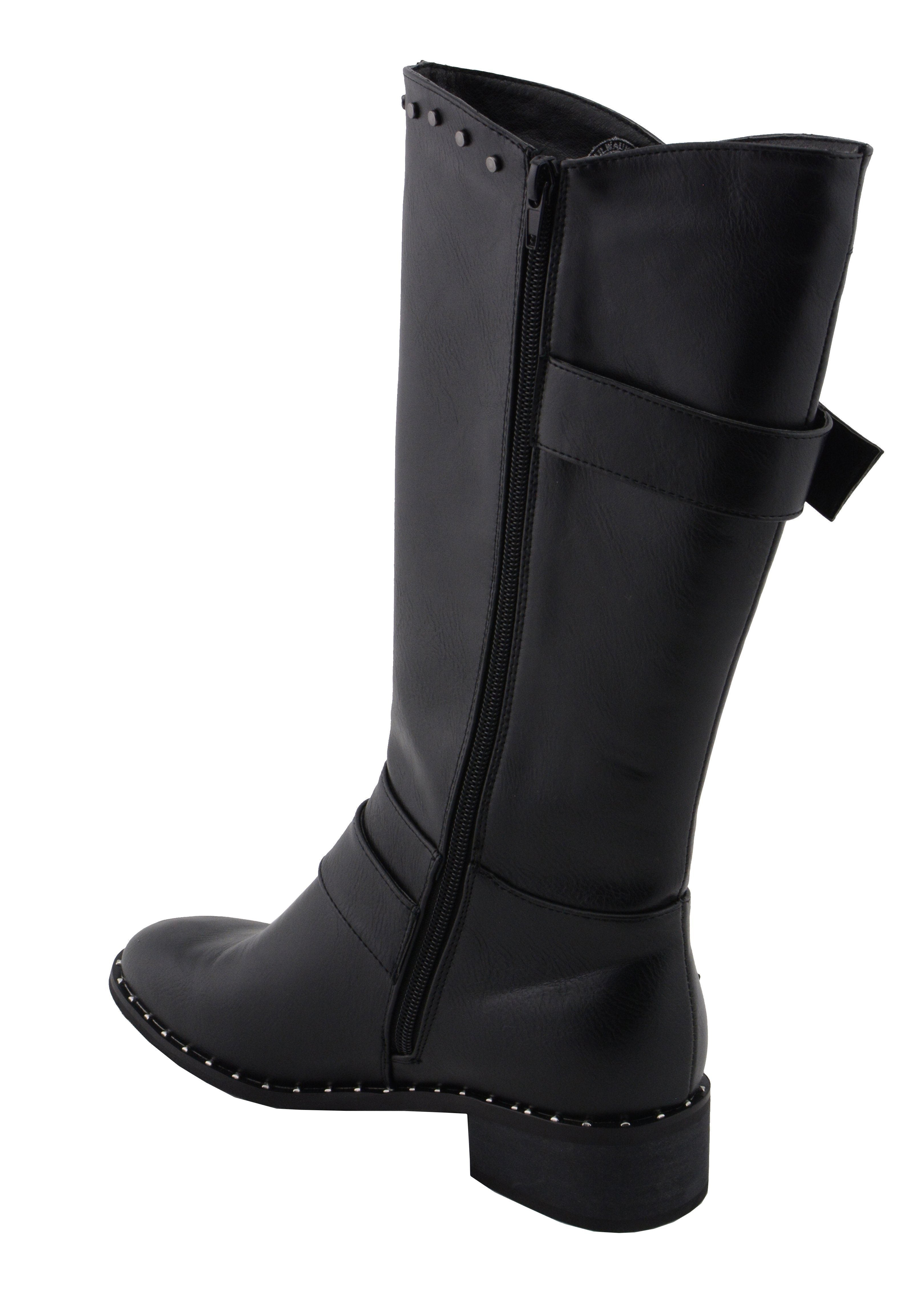 MBL9423 Women's Black Studded Fashion Casual Boots with Studded Outsole