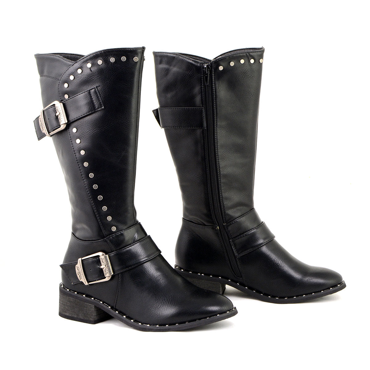 MBL9423 Women's Black Studded Fashion Casual Boots with Studded Outsole