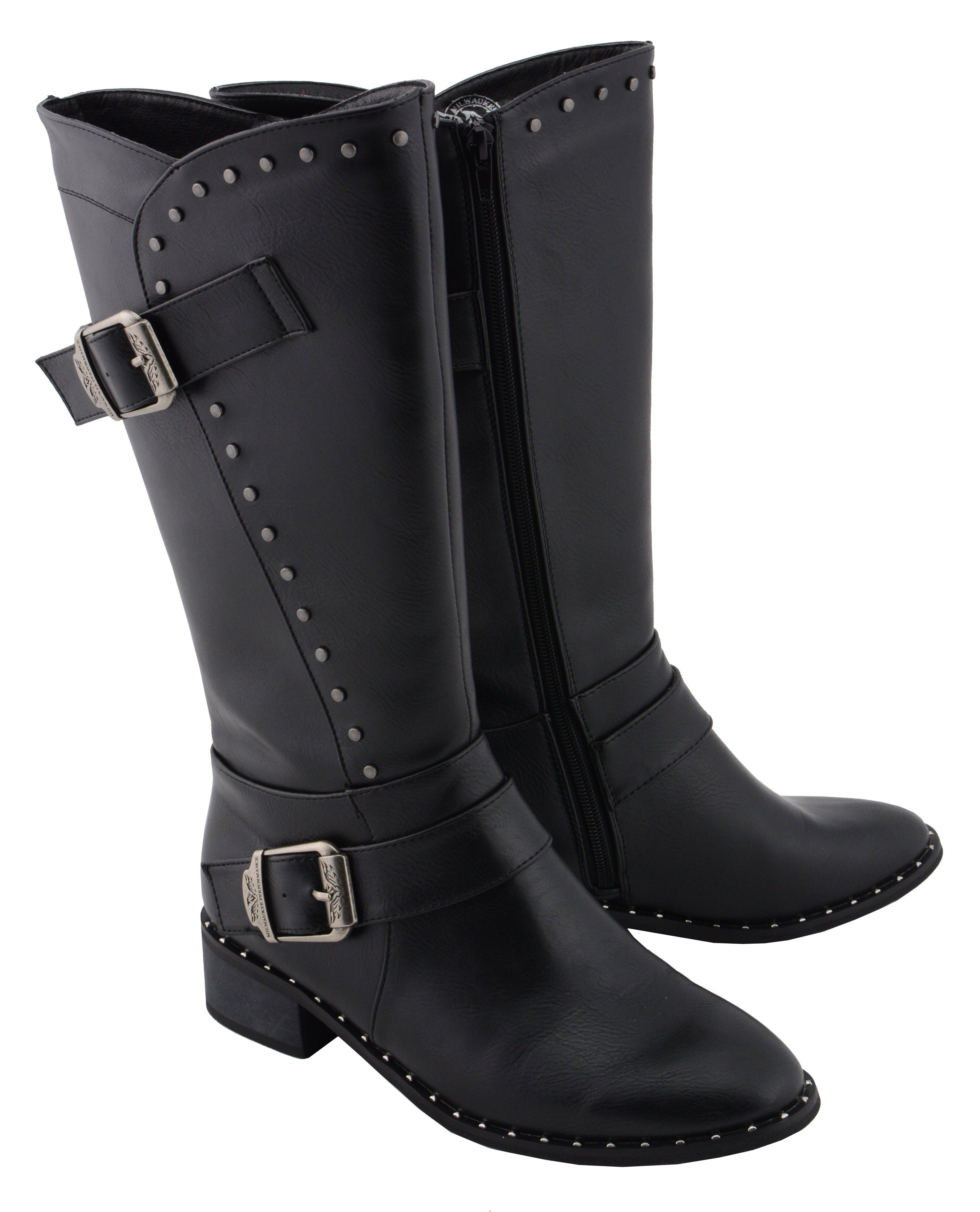 MBL9423 Women's Black Studded Fashion Casual Boots with Studded Outsole