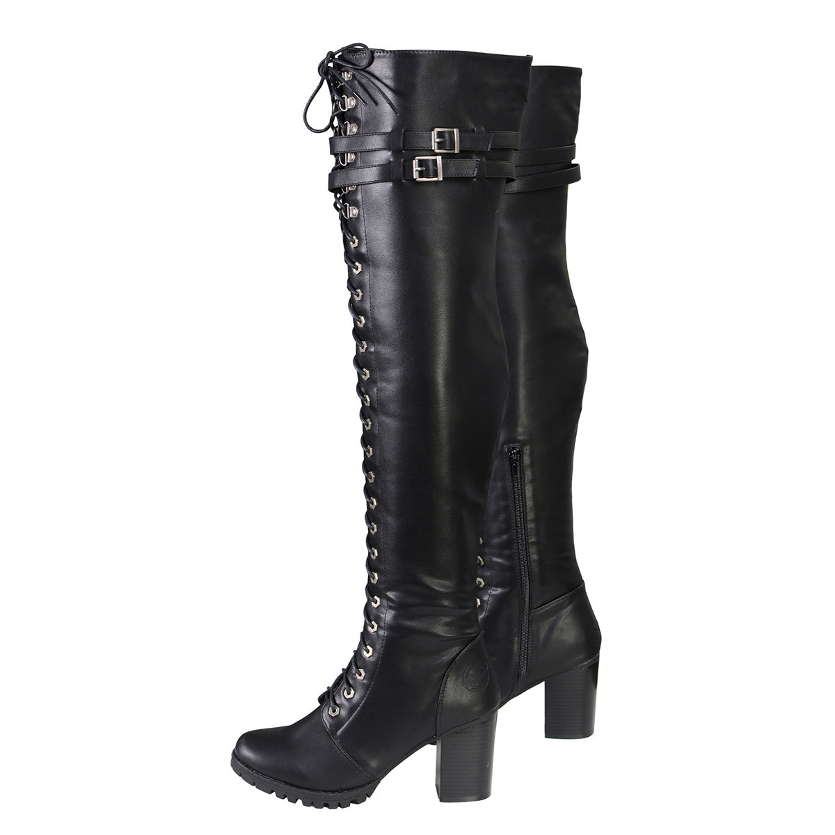 Women's Black Above the Knee Lace-Up Fashion Casual Boots MBL9424