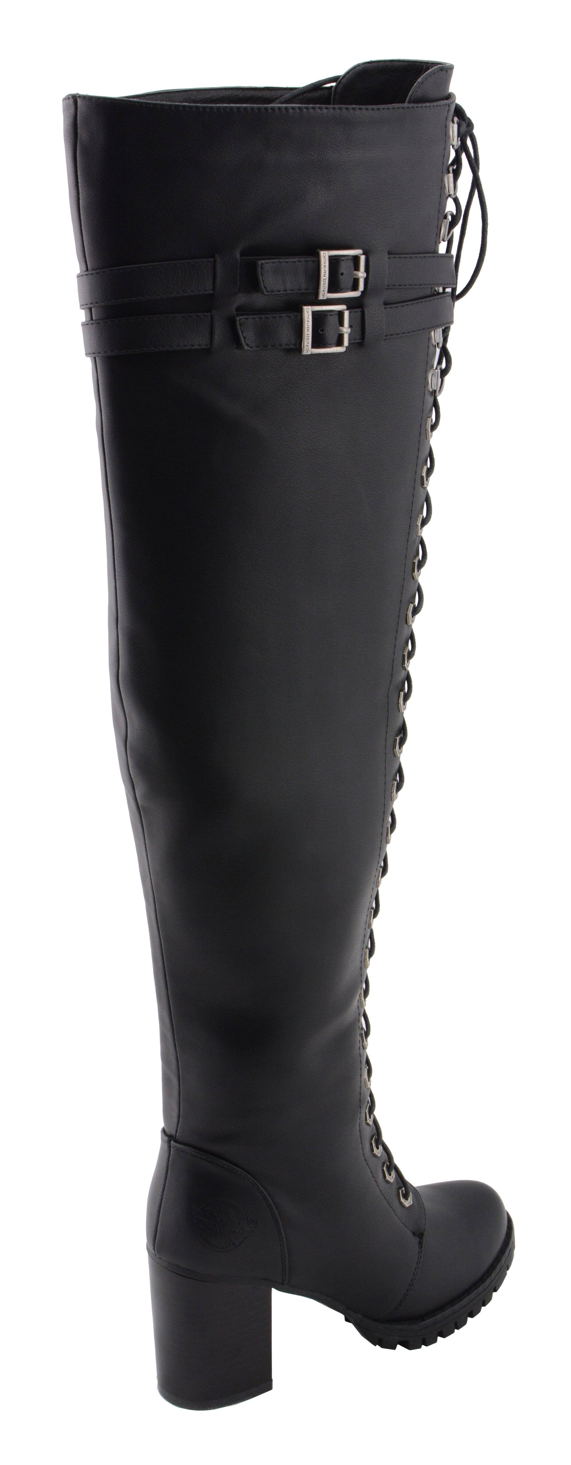 Women's Black Above the Knee Lace-Up Fashion Casual Boots MBL9424