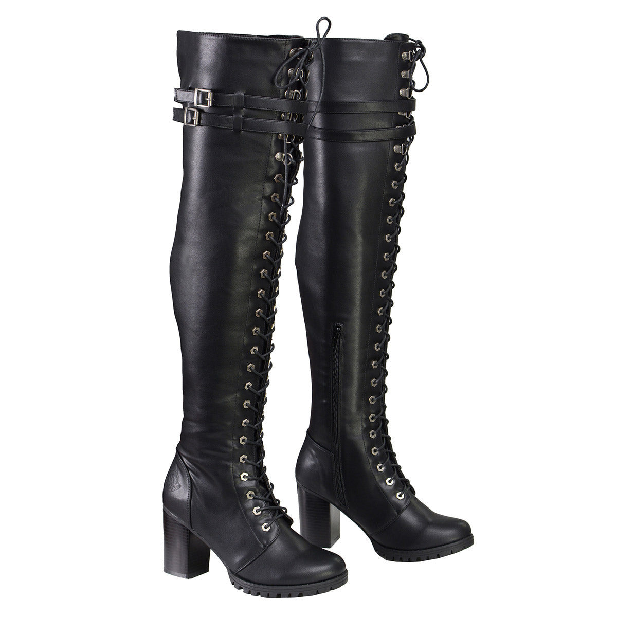 Women's Black Above the Knee Lace-Up Fashion Casual Boots MBL9424