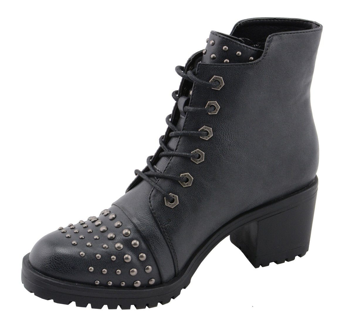 MBL9426 Women's Distress Black Rocker Fashion Boots with Studded Instep