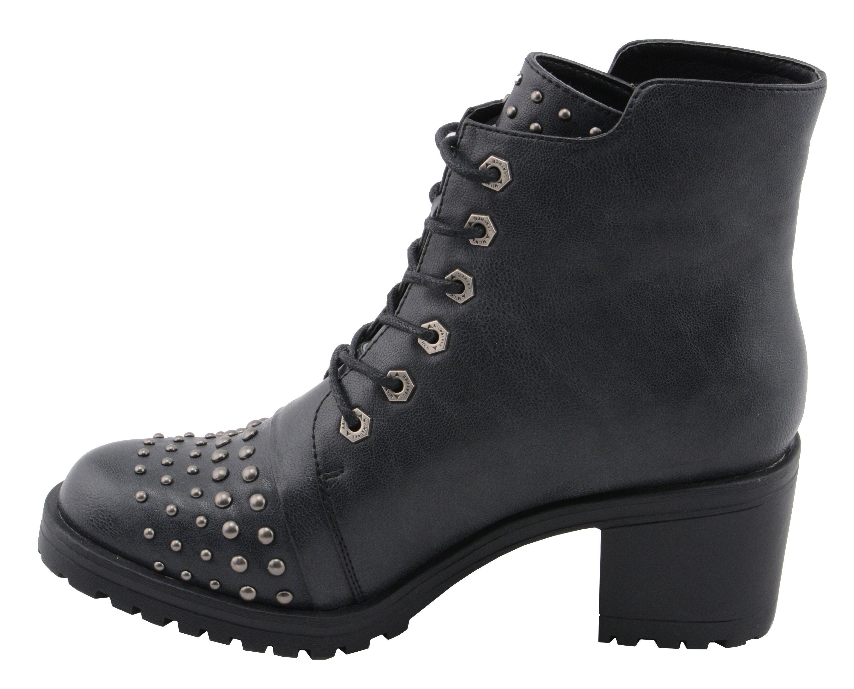MBL9426 Women's Distress Black Rocker Fashion Boots with Studded Instep