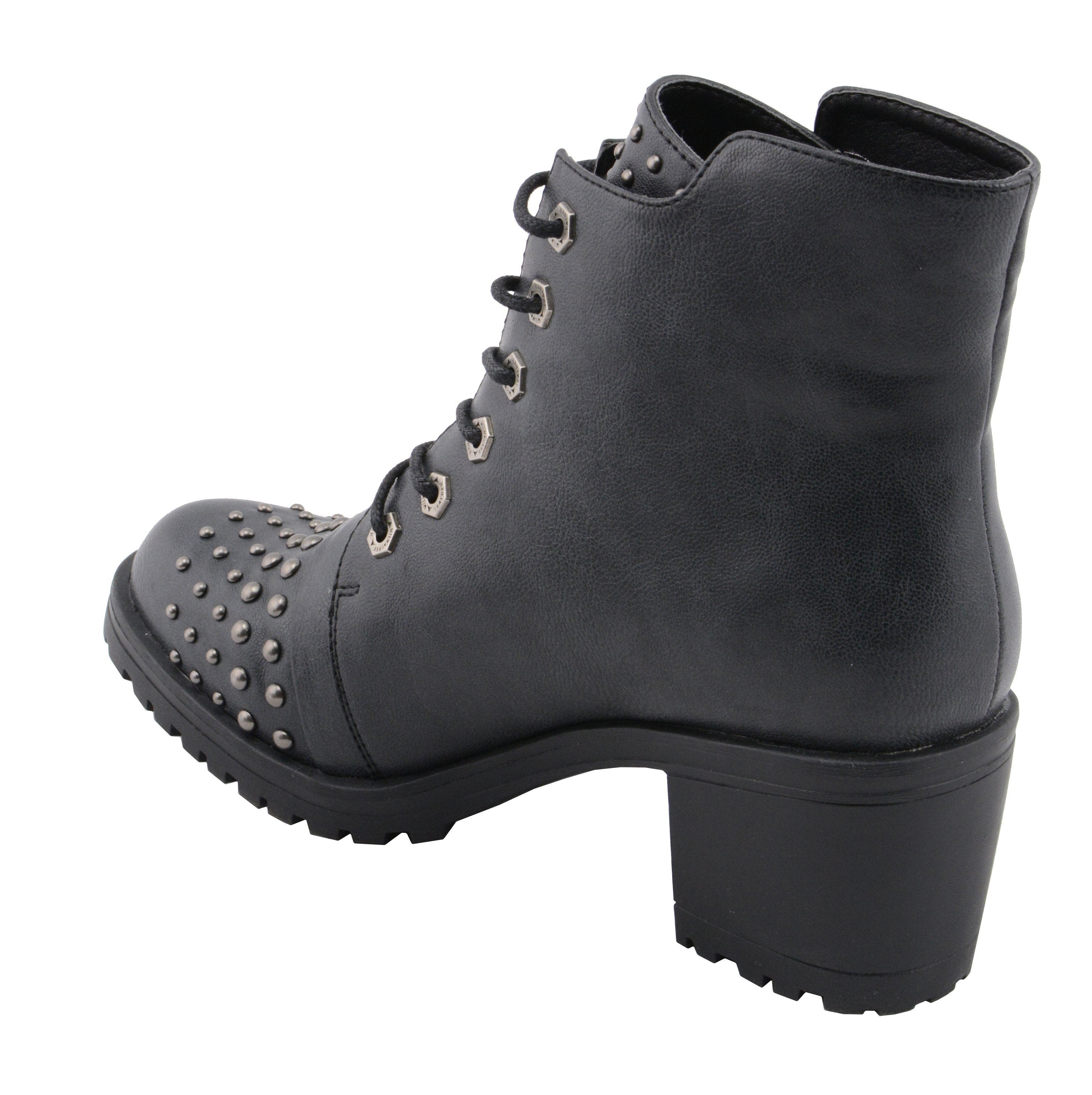 MBL9426 Women's Distress Black Rocker Fashion Boots with Studded Instep