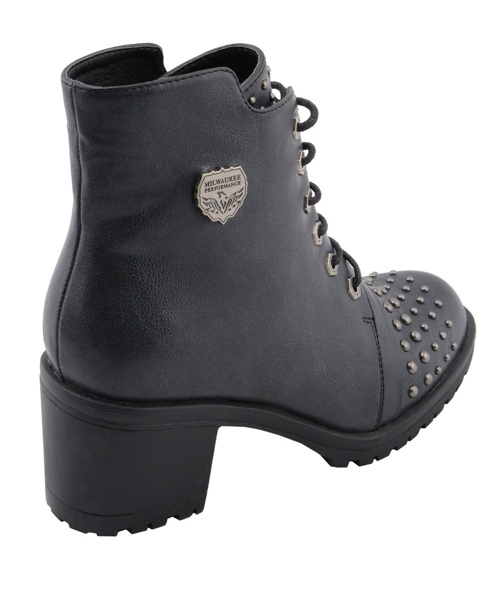 MBL9426 Women's Distress Black Rocker Fashion Boots with Studded Instep