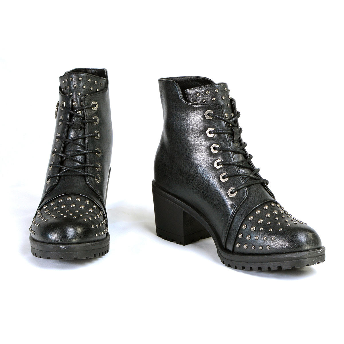 MBL9426 Women's Distress Black Rocker Fashion Boots with Studded Instep