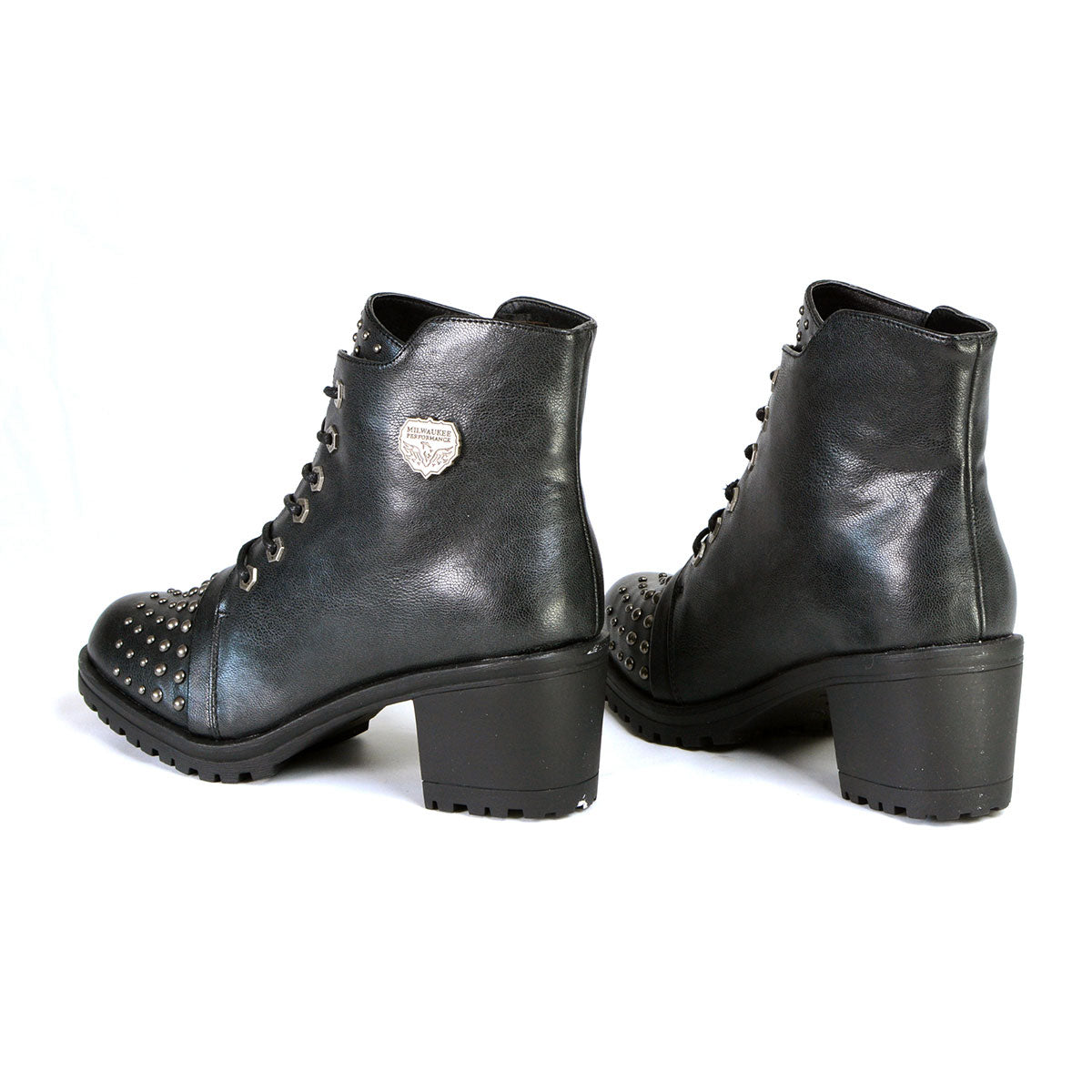 MBL9426 Women's Distress Black Rocker Fashion Boots with Studded Instep