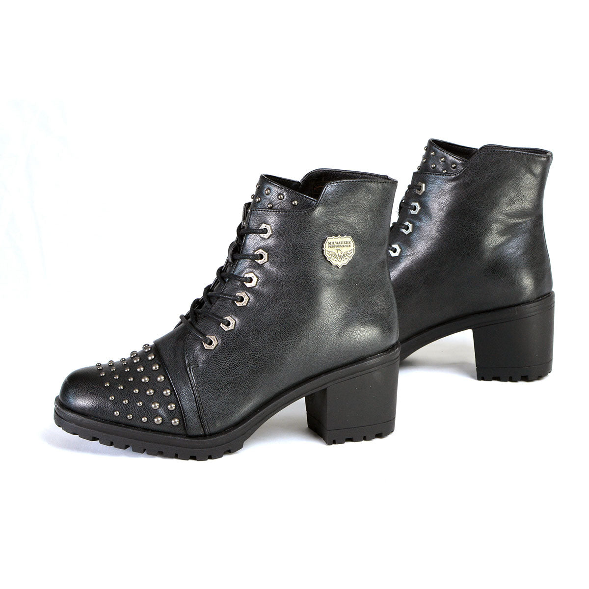 MBL9426 Women's Distress Black Rocker Fashion Boots with Studded Instep