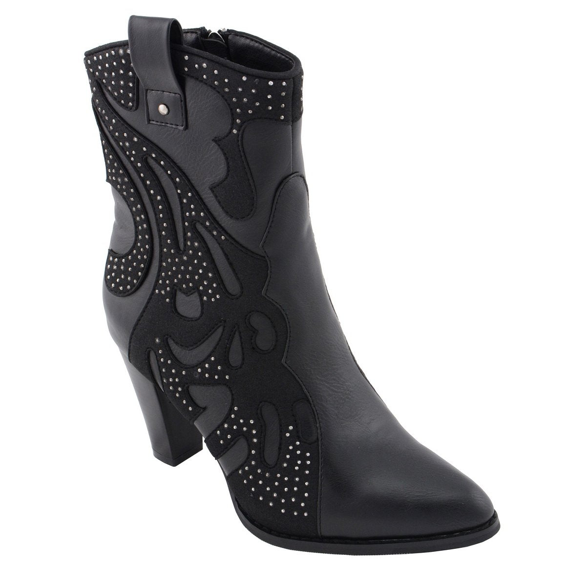 MBL9429 Women's Black Western Style Fashion Casual Boots with Studded Bling