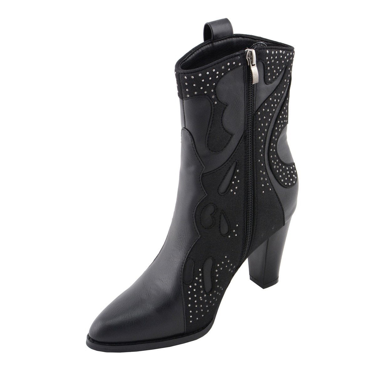 MBL9429 Women's Black Western Style Fashion Casual Boots with Studded Bling