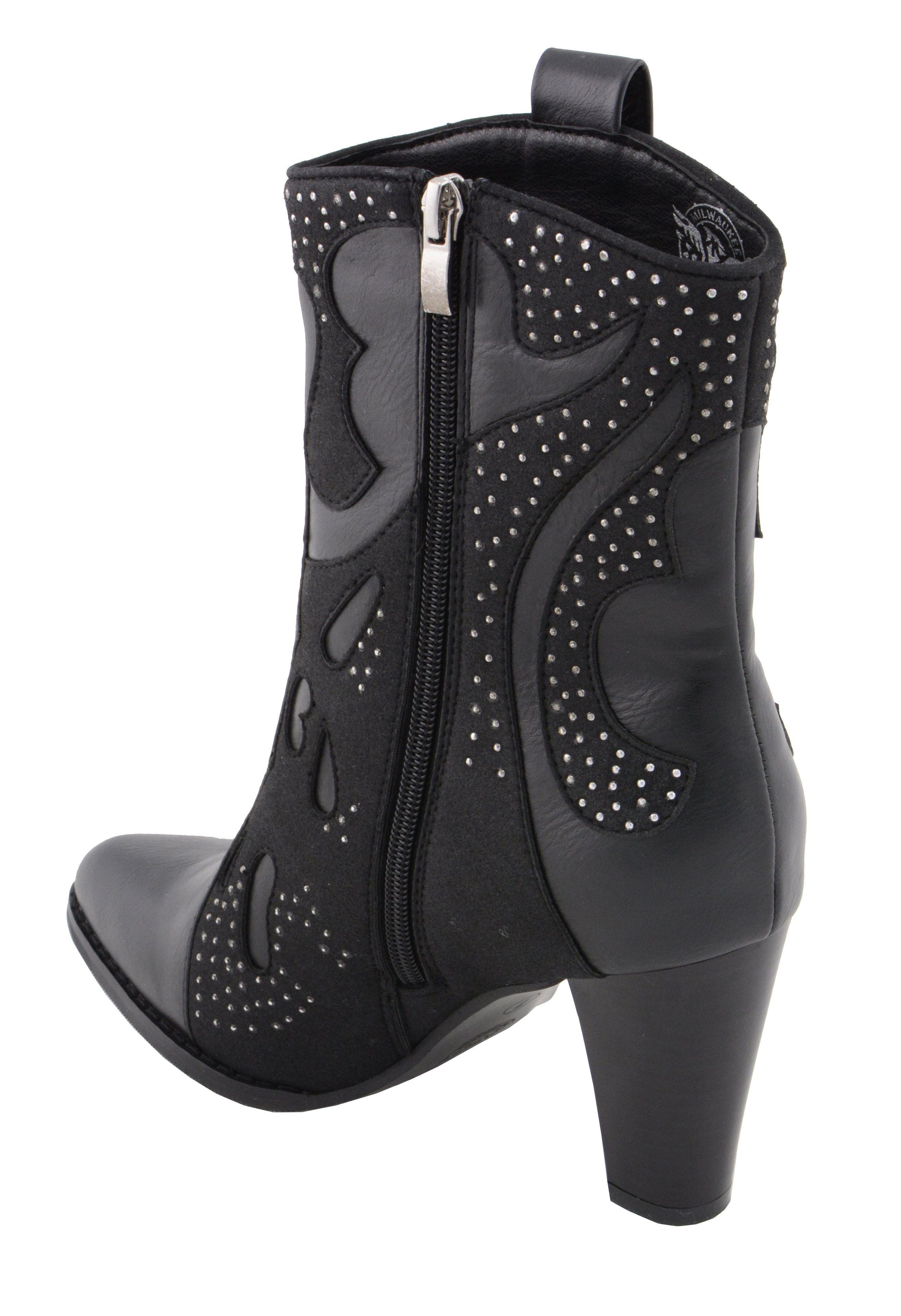 MBL9429 Women's Black Western Style Fashion Casual Boots with Studded Bling
