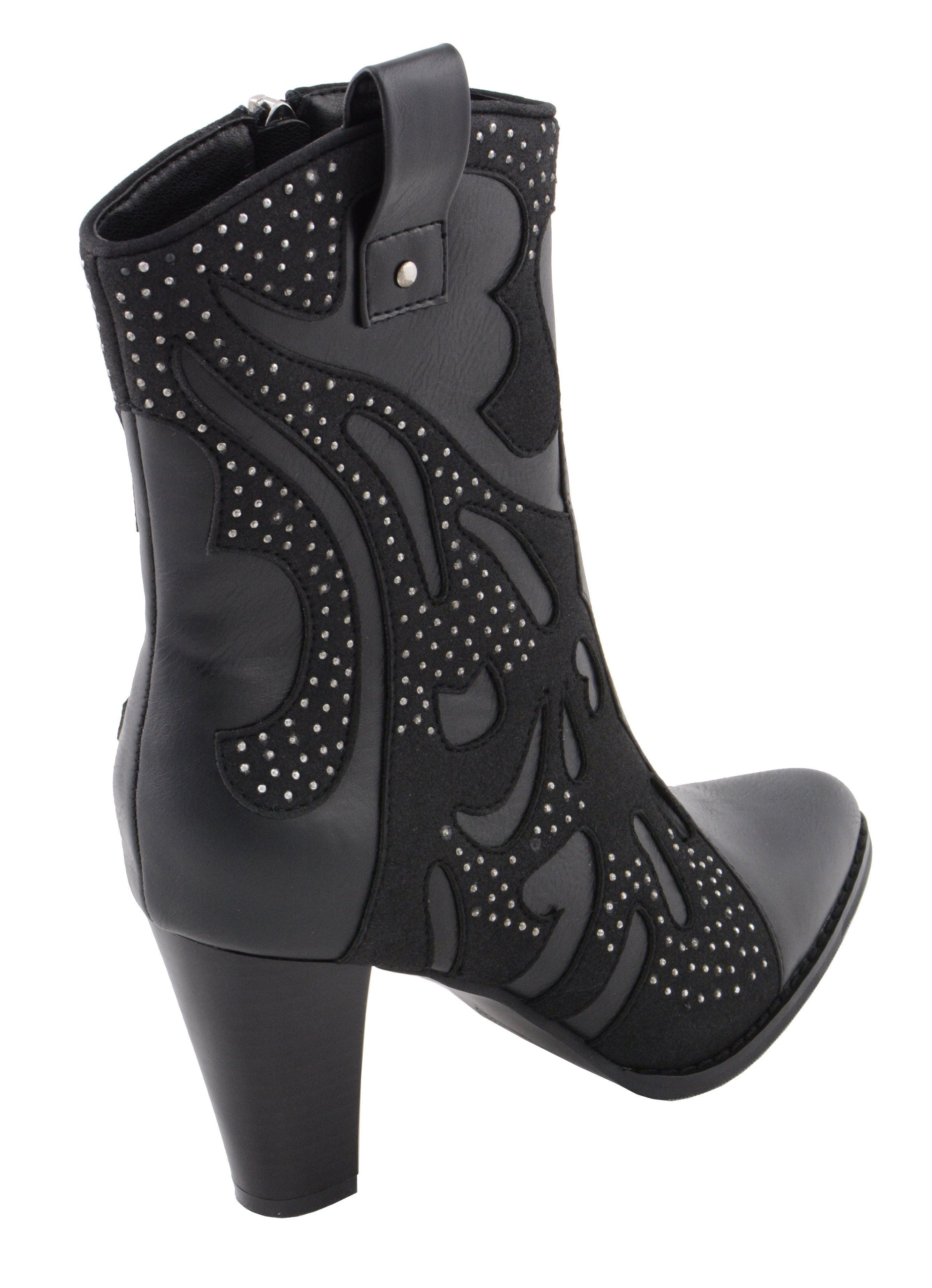 MBL9429 Women's Black Western Style Fashion Casual Boots with Studded Bling
