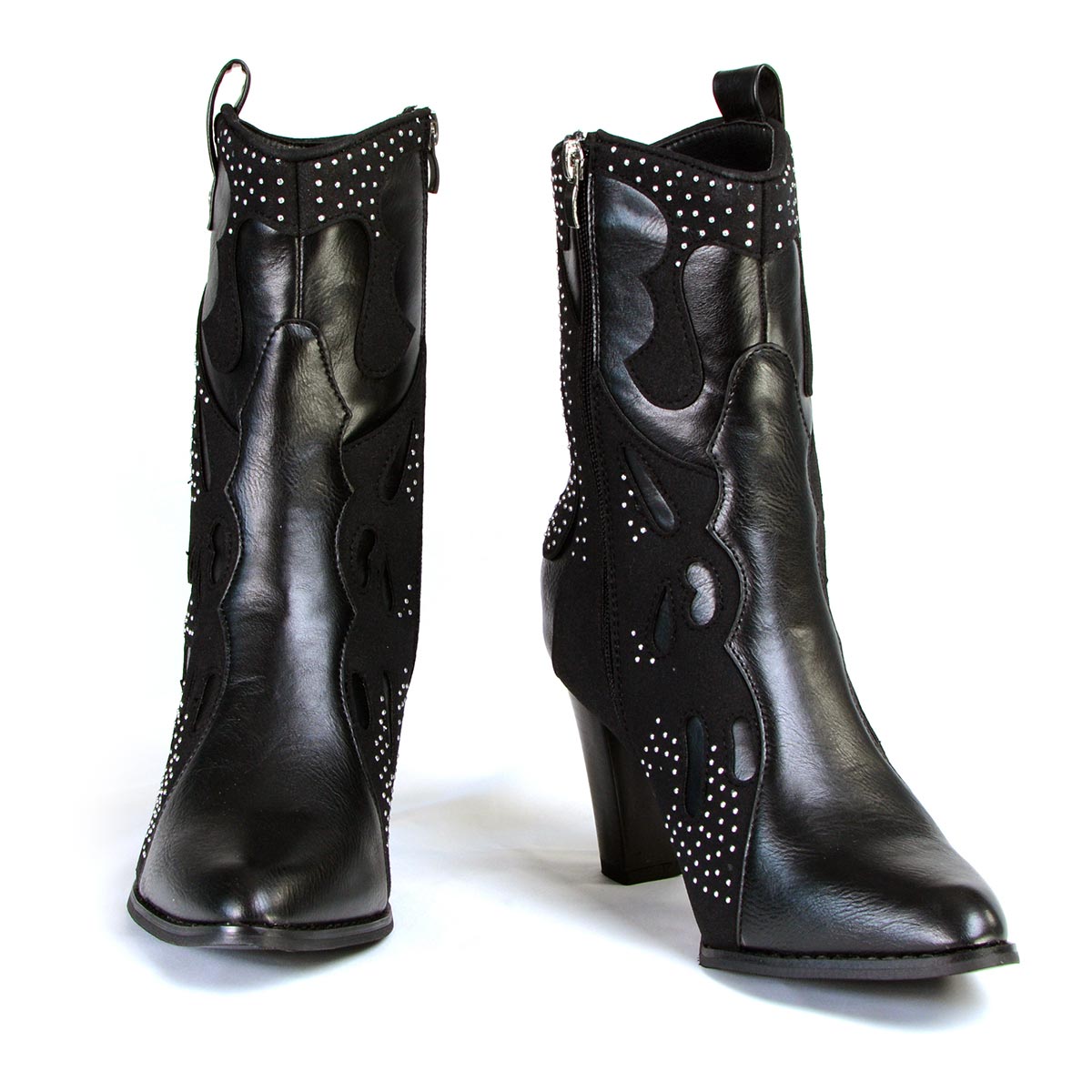 MBL9429 Women's Black Western Style Fashion Casual Boots with Studded Bling
