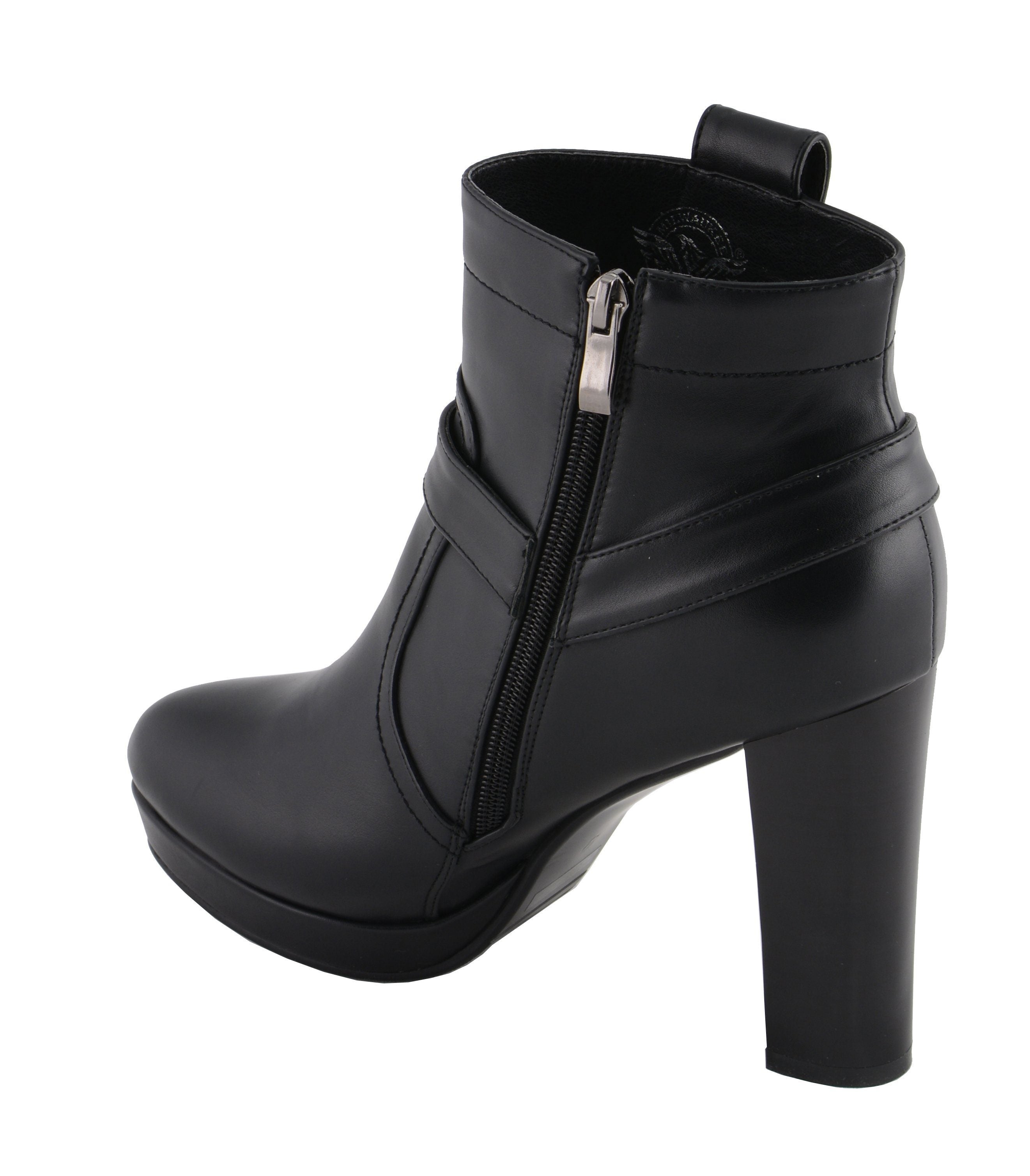 MBL9432 Women's Black Harness Ankle Fashion Boots with Block Heel