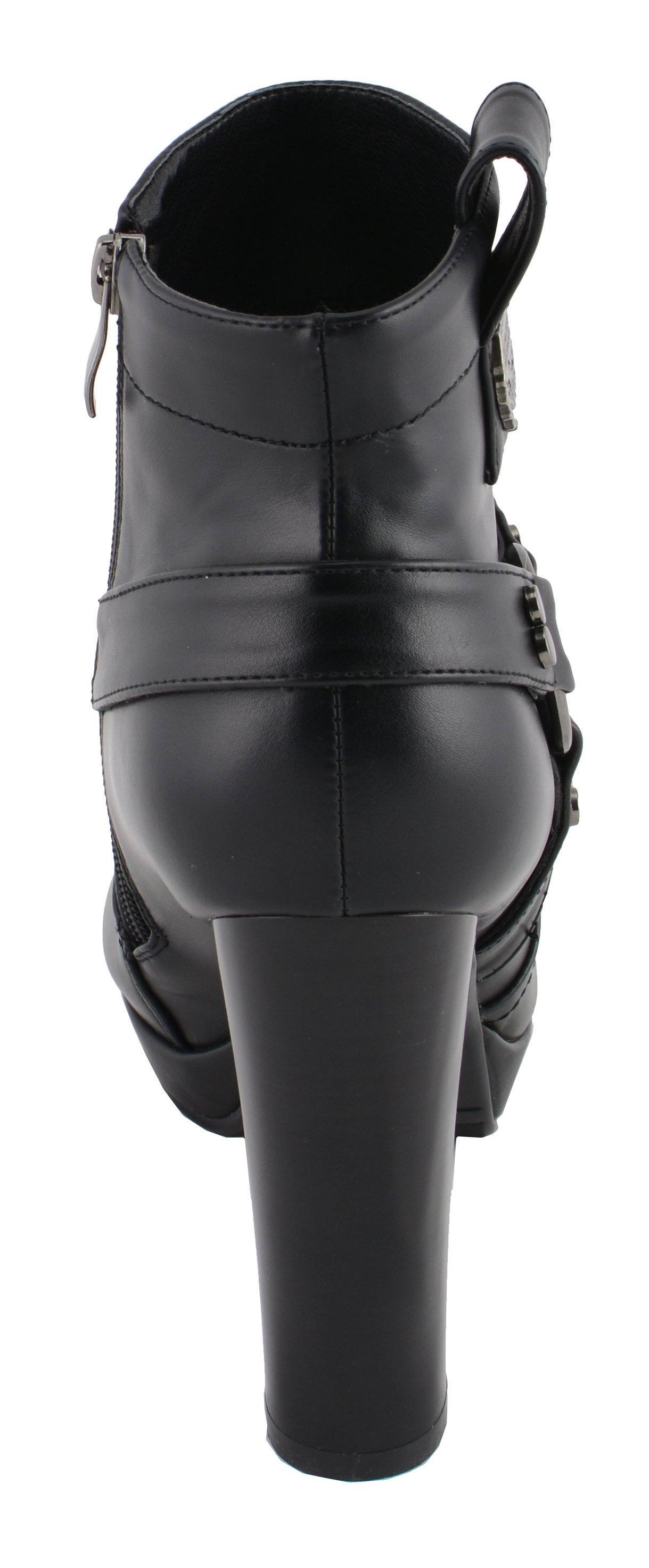 MBL9432 Women's Black Harness Ankle Fashion Boots with Block Heel
