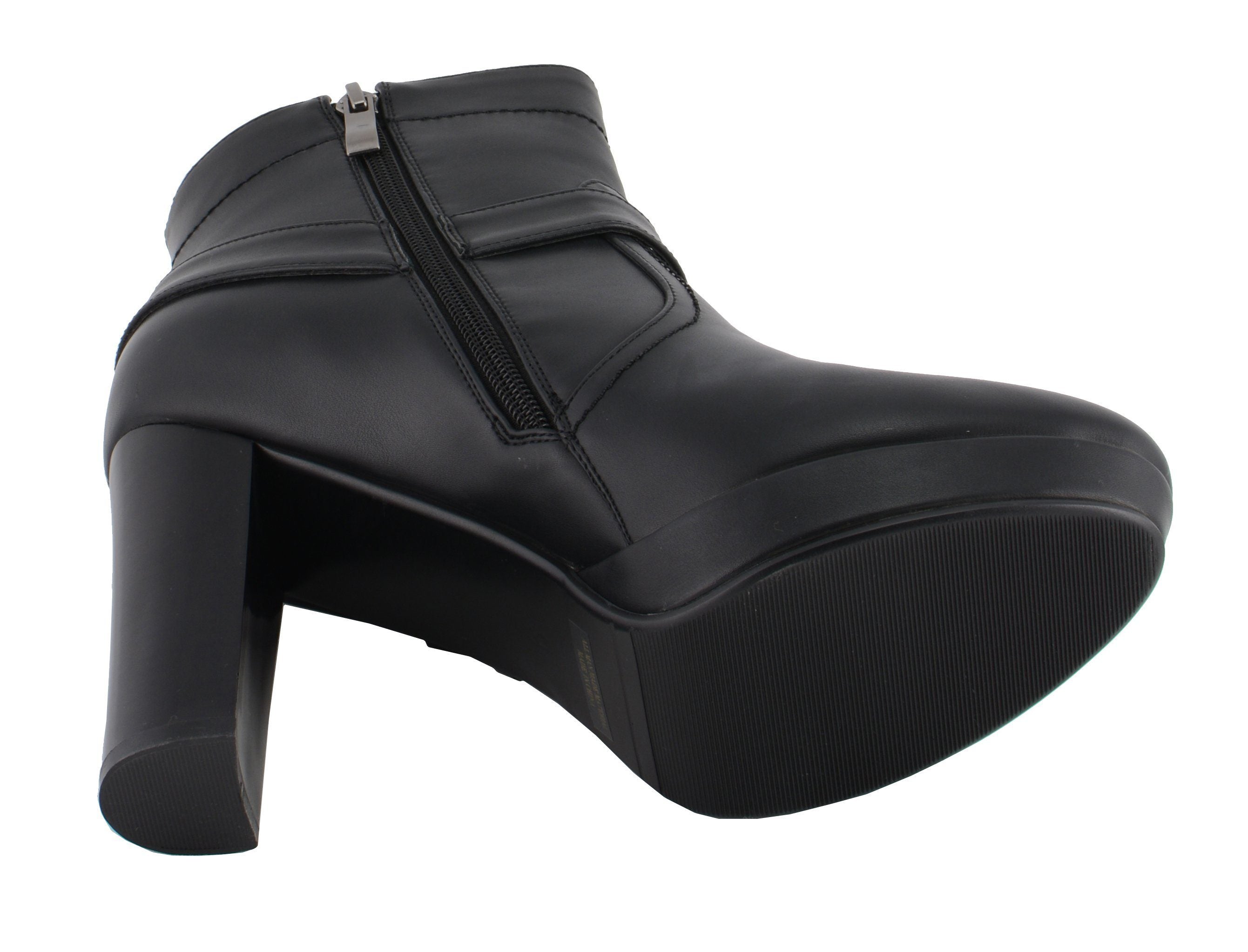 MBL9432 Women's Black Harness Ankle Fashion Boots with Block Heel