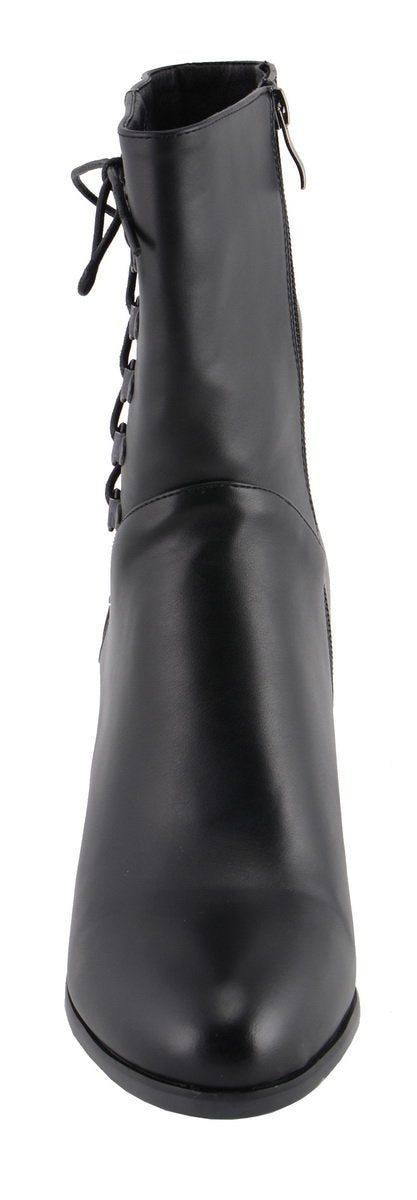 Women's Black Lace-Side Fashion Motorcycle Riding Boots MBL9436