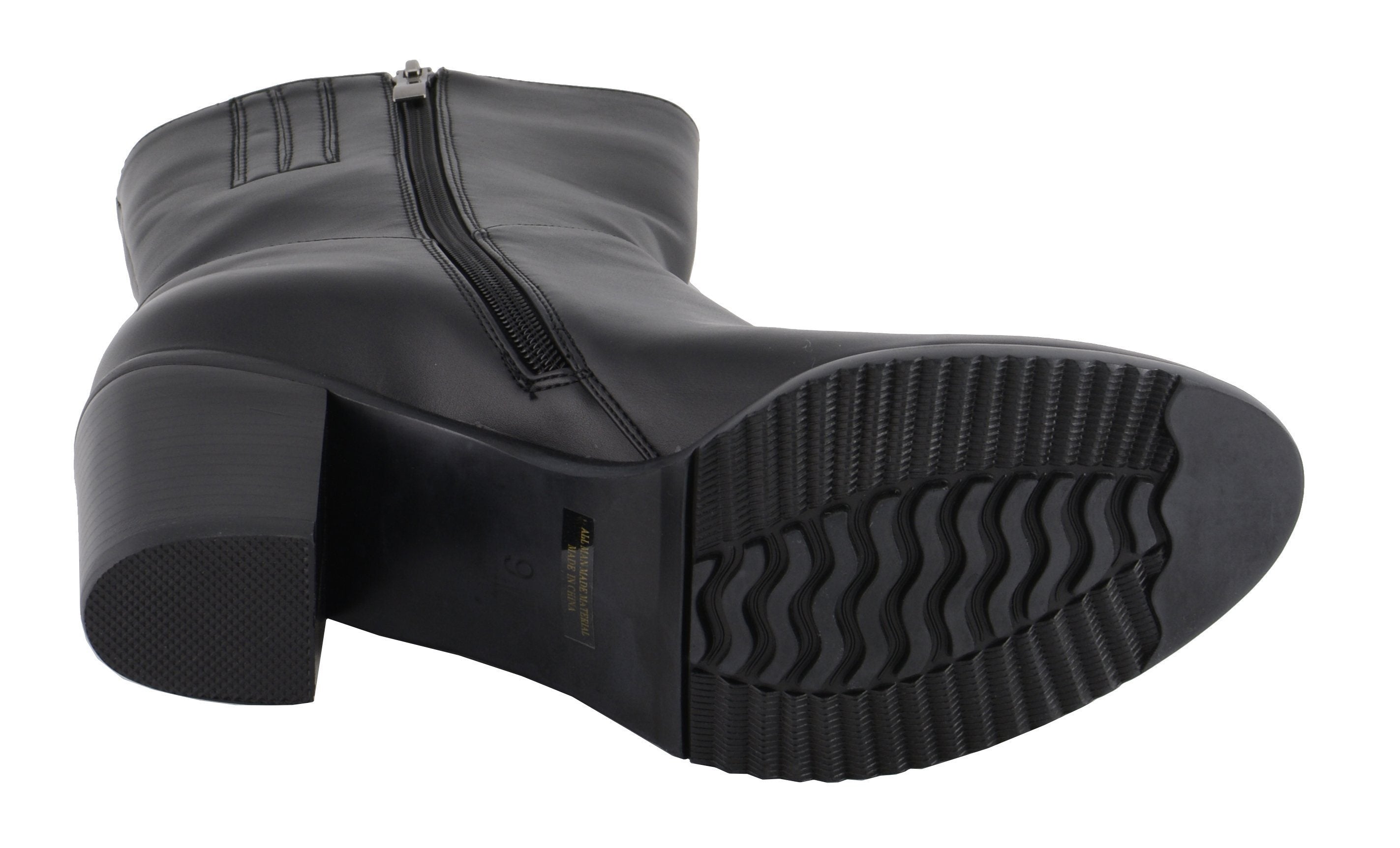 Women's Black Lace-Side Fashion Motorcycle Riding Boots MBL9436