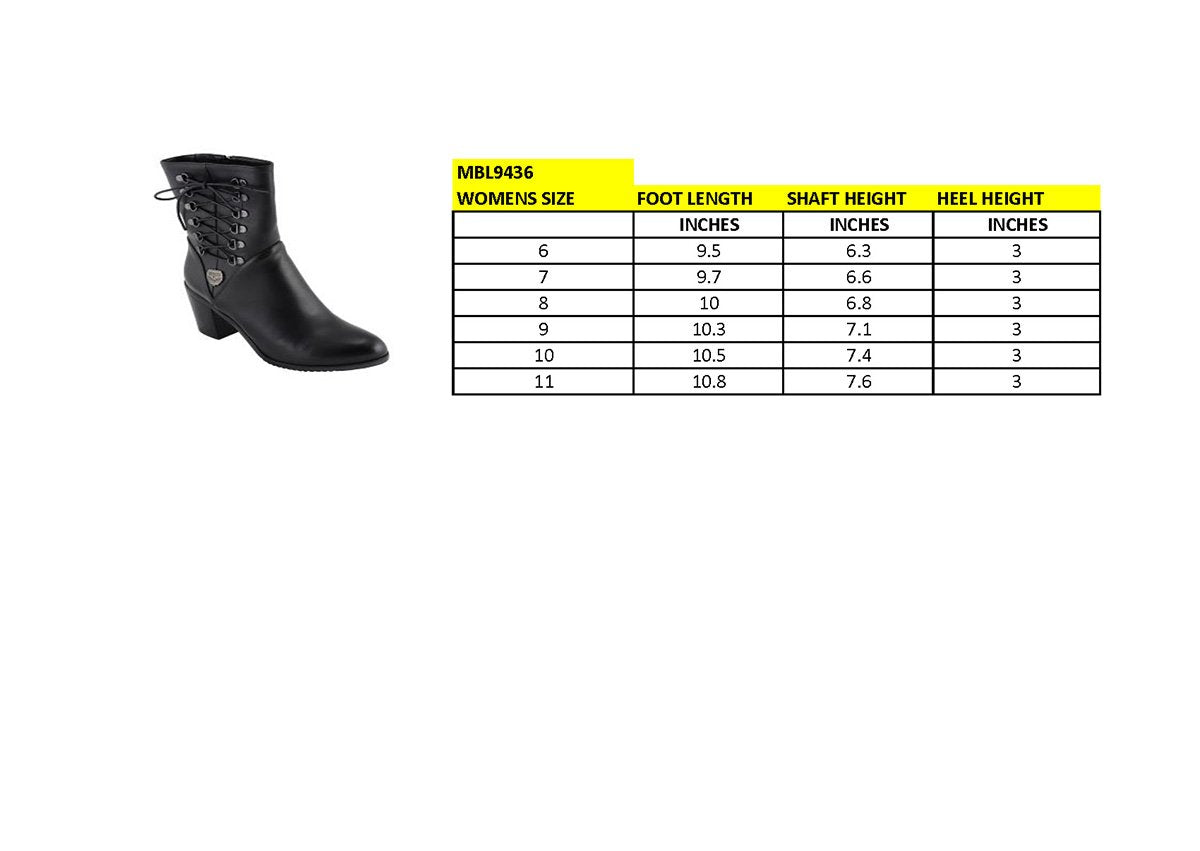 Women's Black Lace-Side Fashion Motorcycle Riding Boots MBL9436
