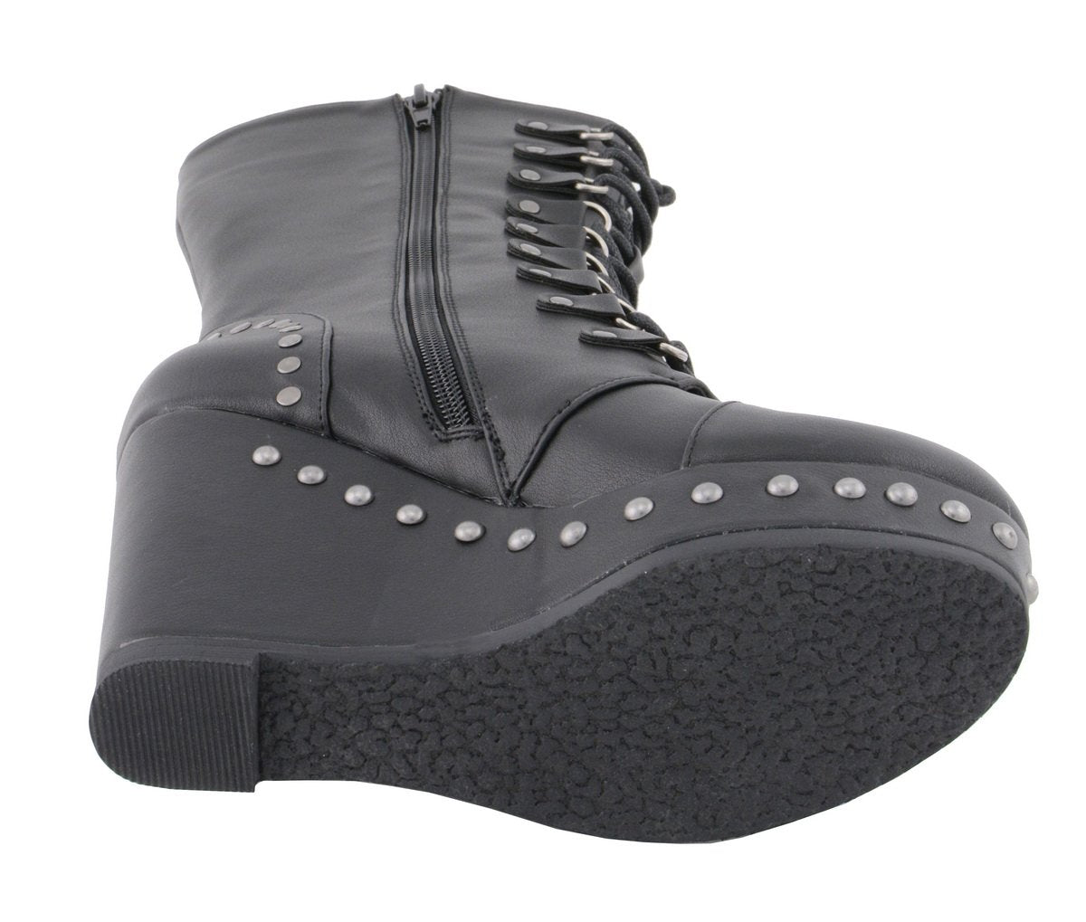 MBL9438 Women's Black Tall Lace-Up Fashion Casual Boots with Platform Wedge