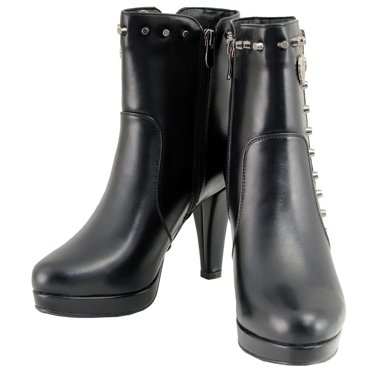 MBL9440 Women's Black Spiked Fashion Boots w/ Side Zippers