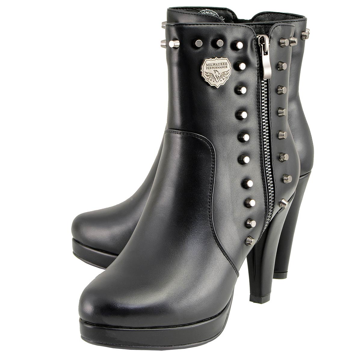 MBL9440 Women's Black Spiked Fashion Boots w/ Side Zippers
